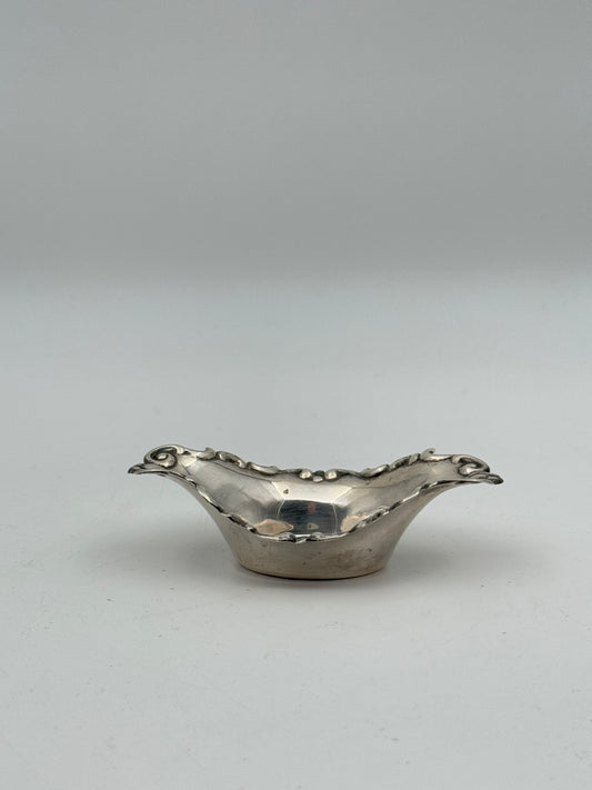 Antique Sterling Silver Miniature Dish – Ornate Rococo Scrollwork