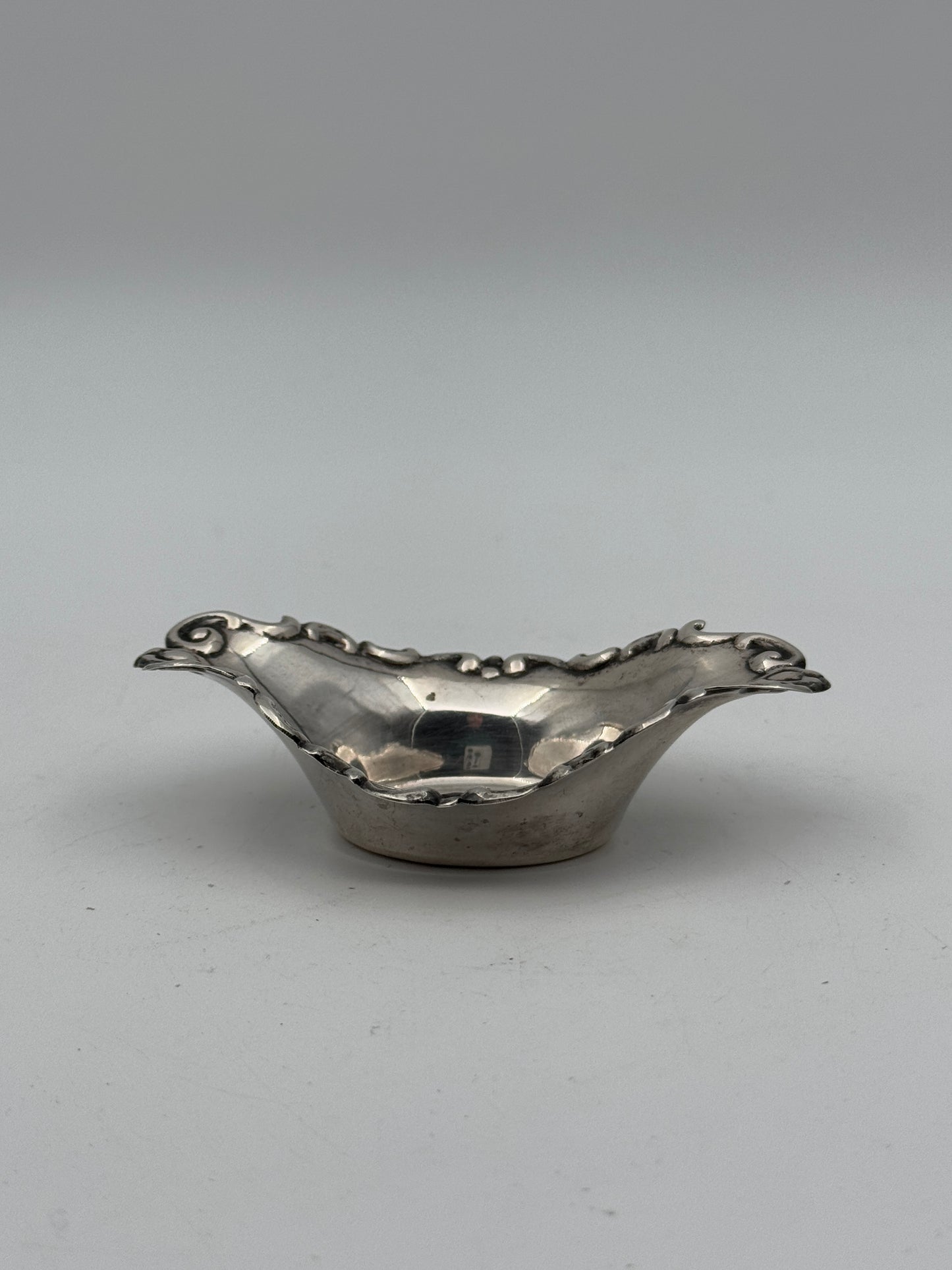 Antique Sterling Silver Miniature Dish – Ornate Rococo Scrollwork