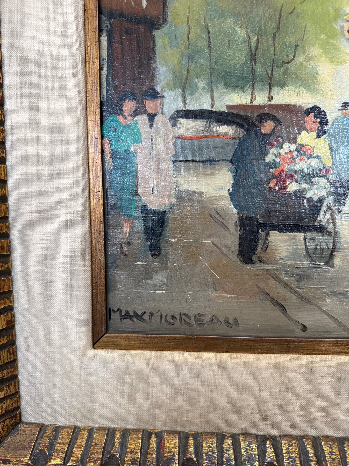 Paris Street Scene with Figures & Cars – Max Moreau (1902–1992), Spain