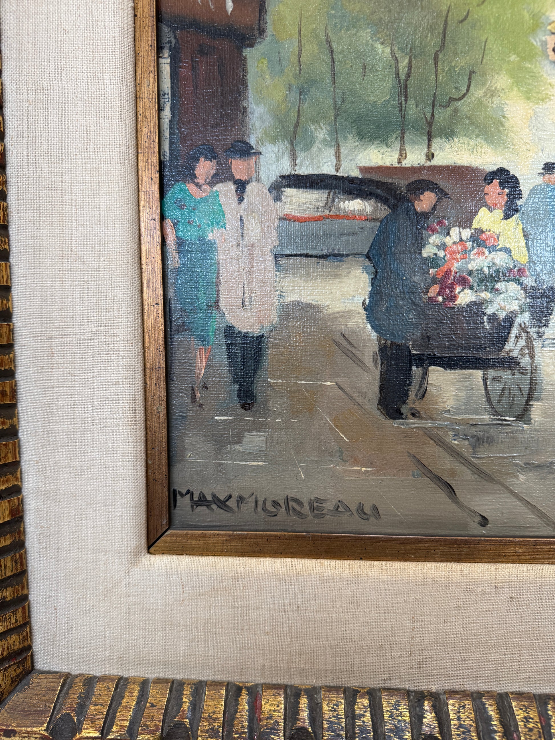 Paris Street Scene with Figures & Cars – Max Moreau (1902–1992), Spain