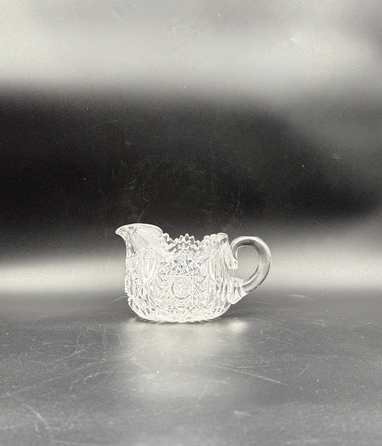 Cut Glass Creamer & Sugar Set – Brilliant Patterned Clear Glass