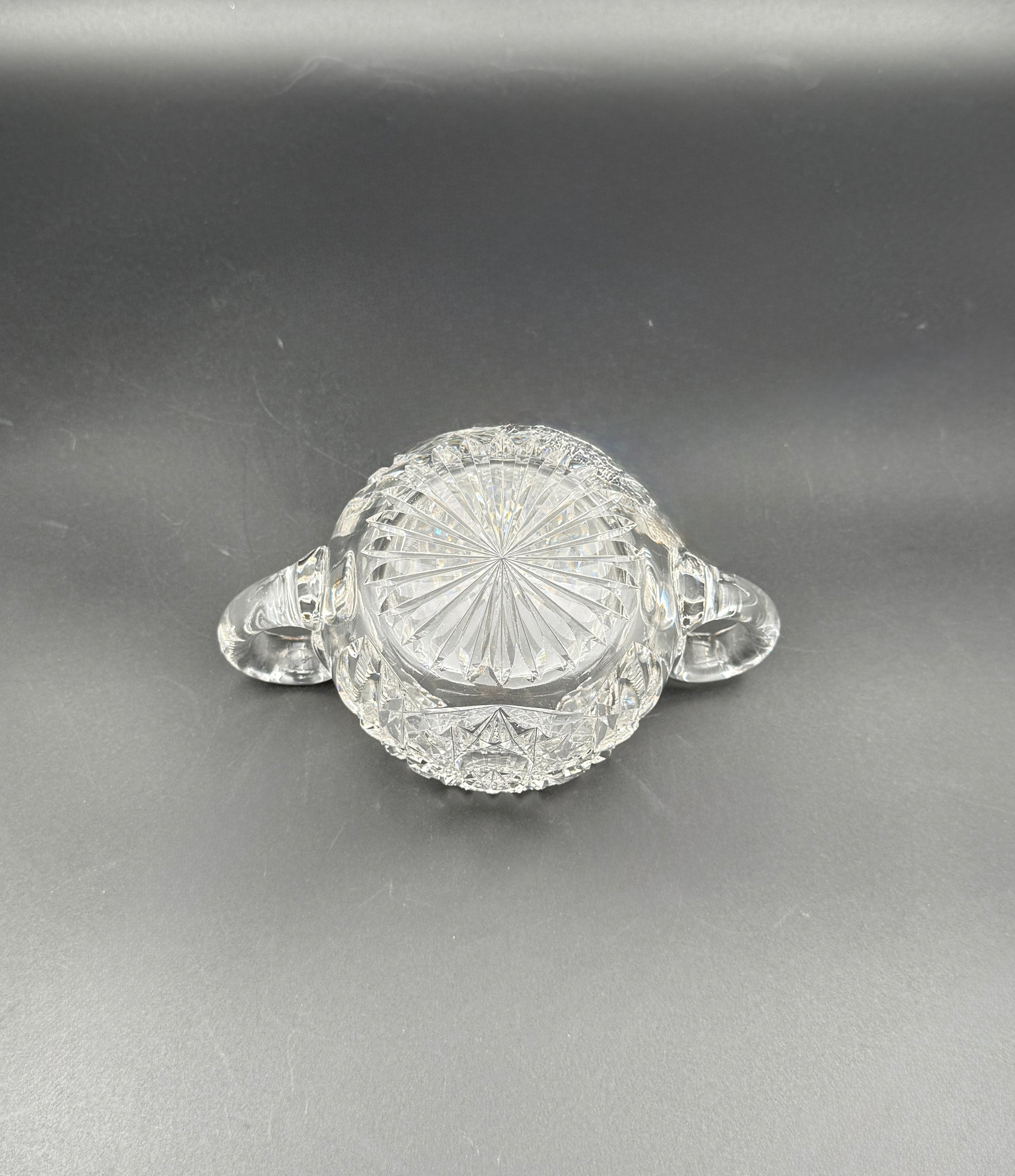 Cut Glass Creamer & Sugar Set – Brilliant Patterned Clear Glass