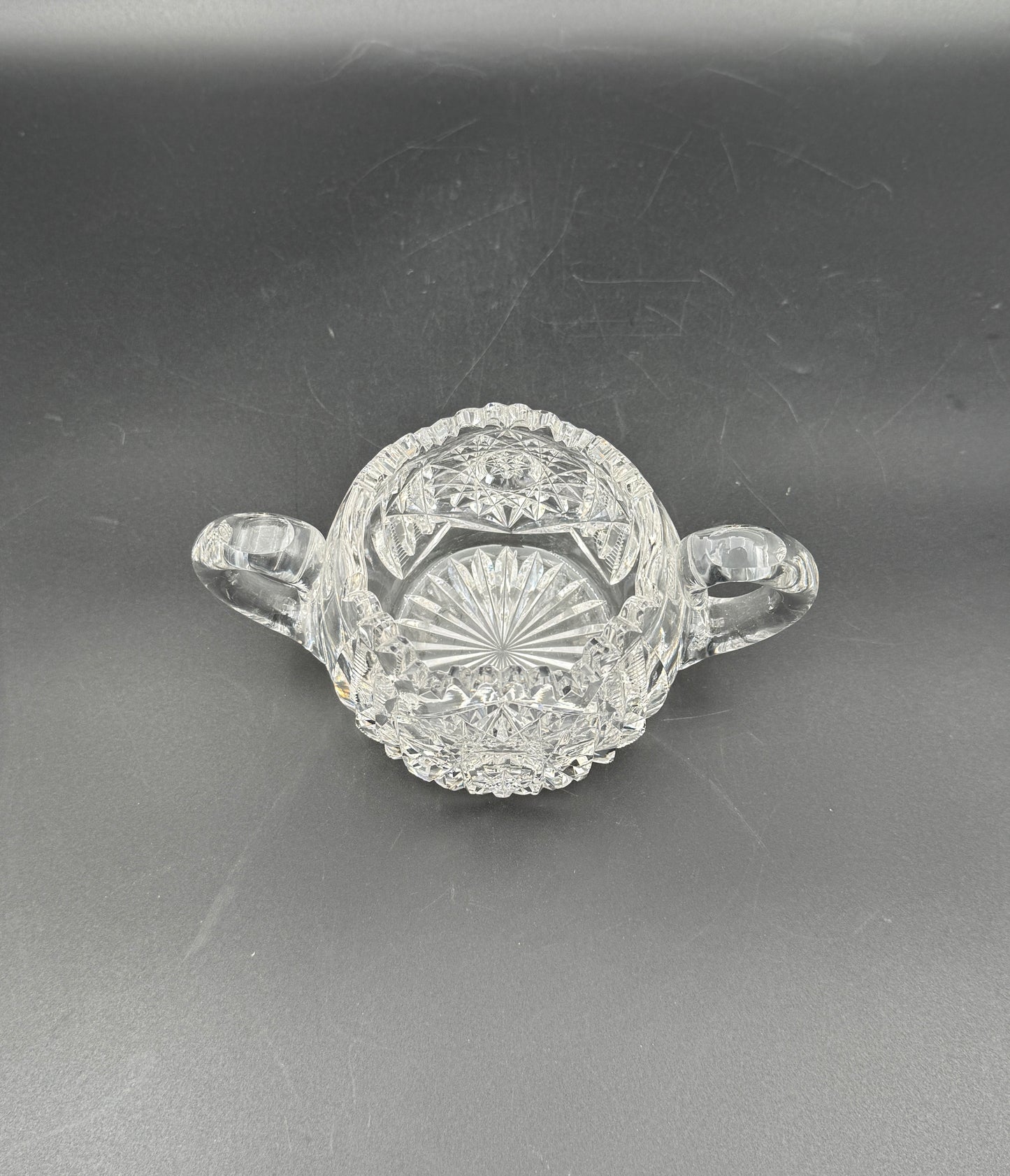 Cut Glass Creamer & Sugar Set – Brilliant Patterned Clear Glass