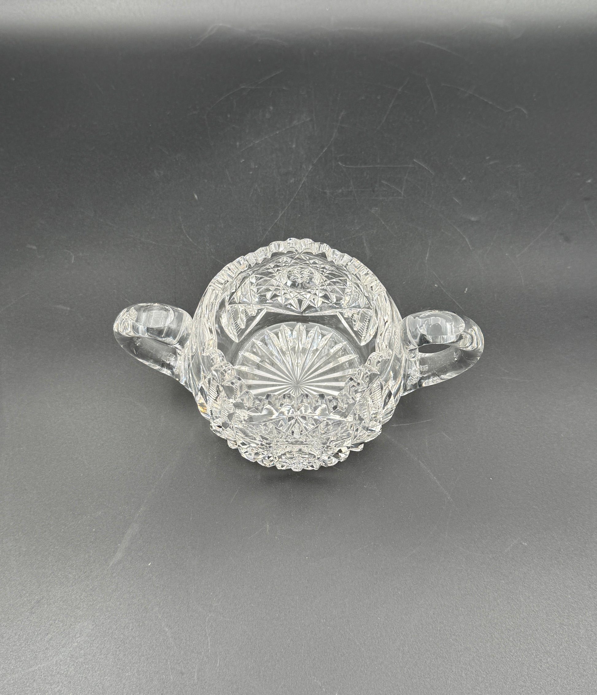 Cut Glass Creamer & Sugar Set – Brilliant Patterned Clear Glass