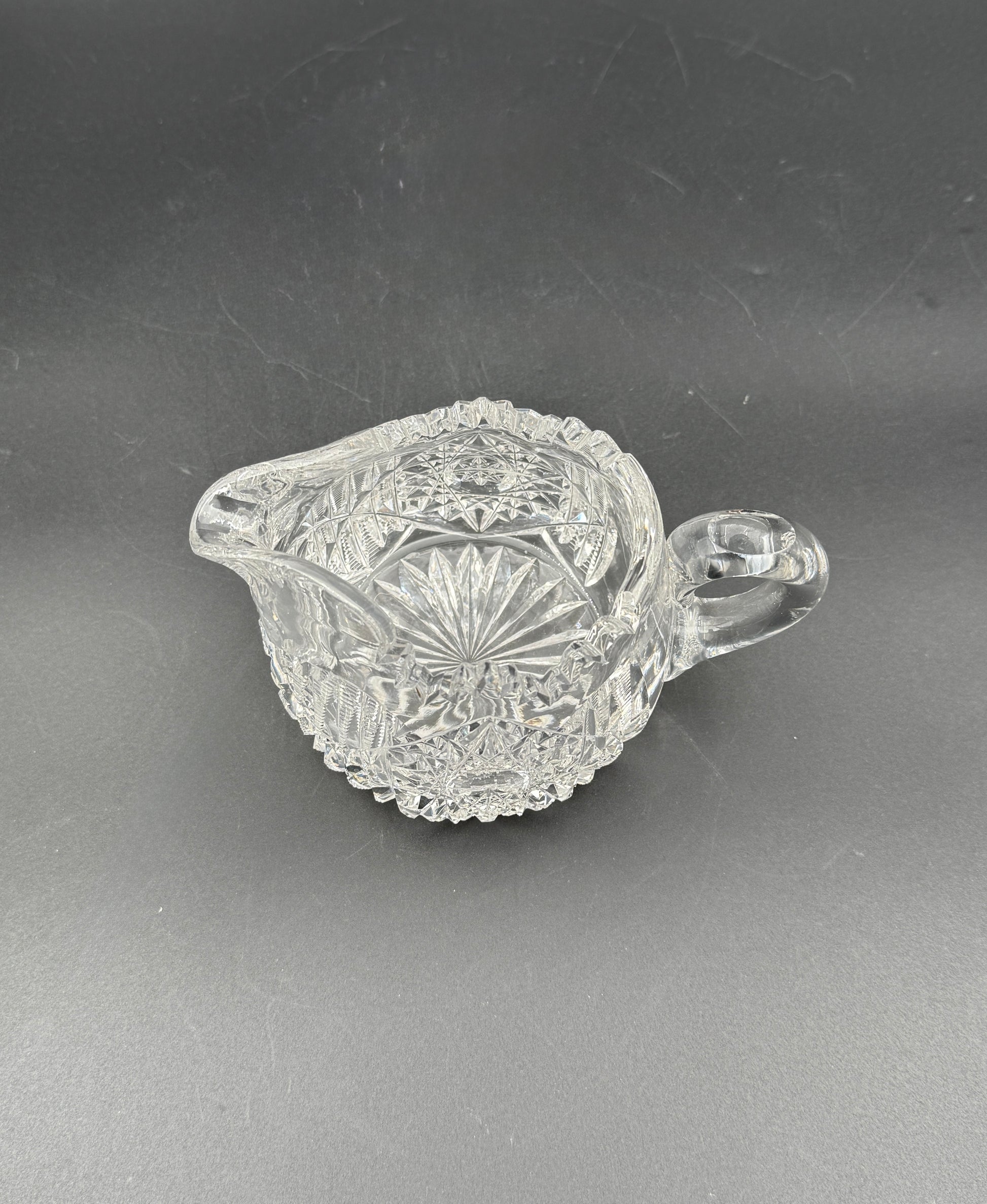Cut Glass Creamer & Sugar Set – Brilliant Patterned Clear Glass