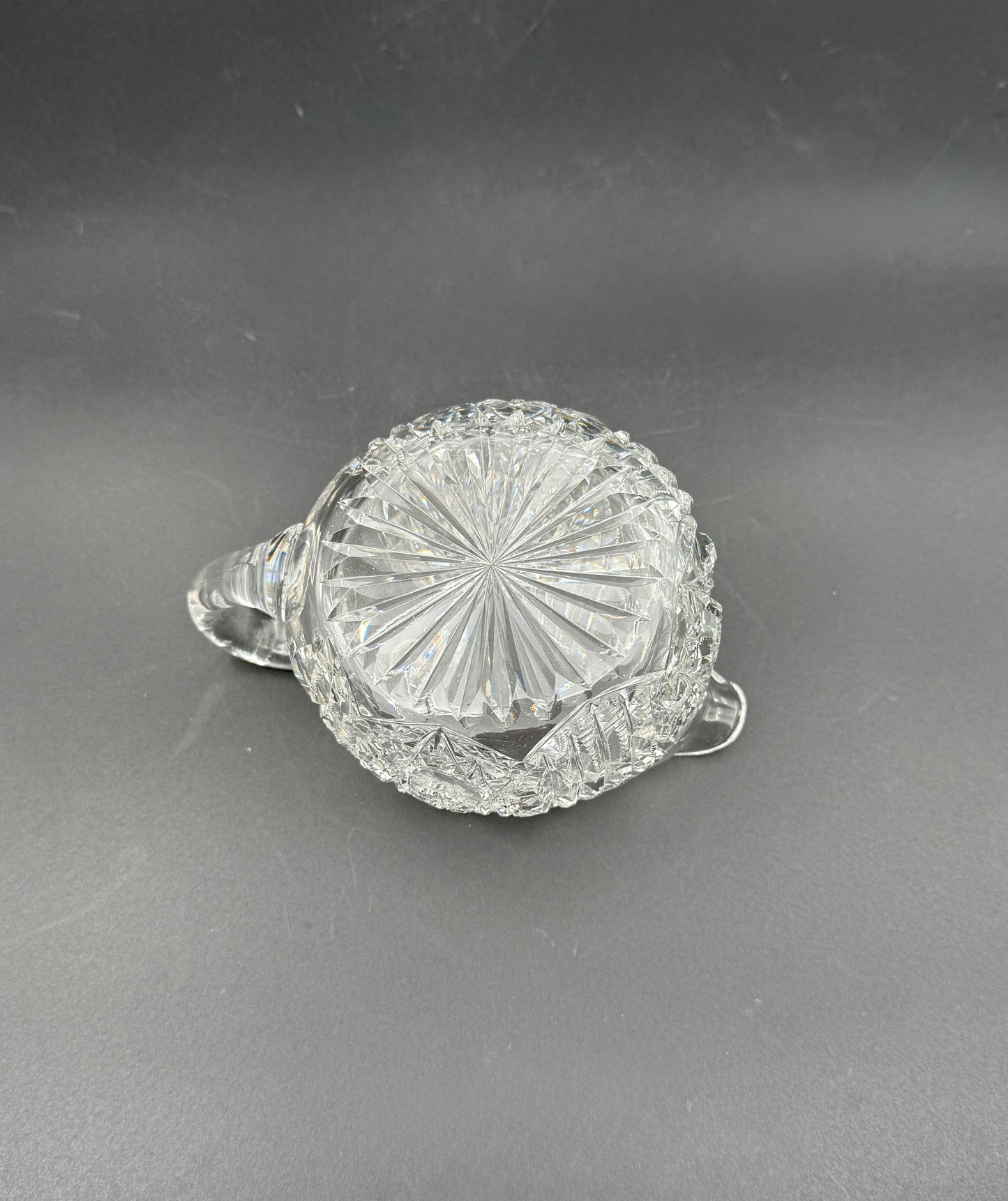 Cut Glass Creamer & Sugar Set – Brilliant Patterned Clear Glass