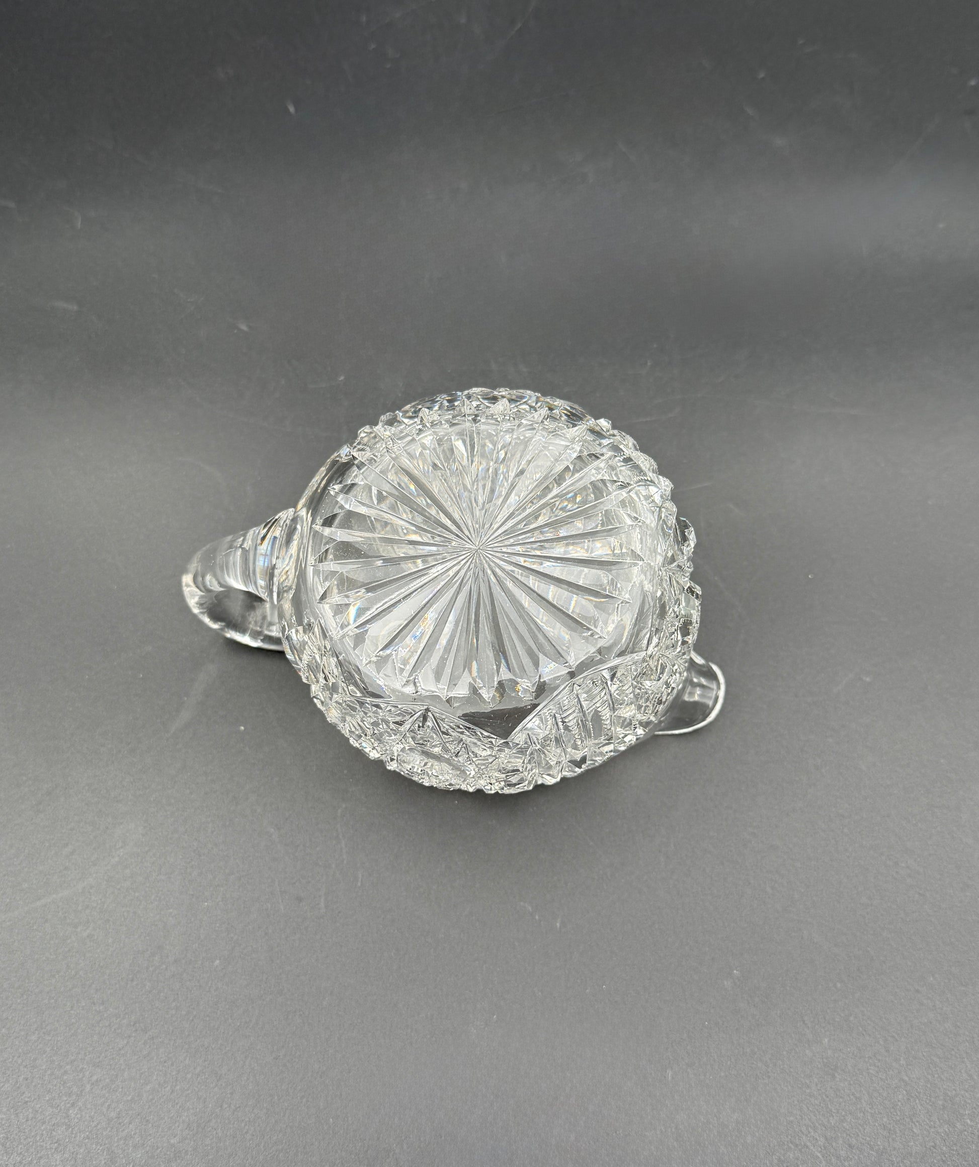 Cut Glass Creamer & Sugar Set – Brilliant Patterned Clear Glass