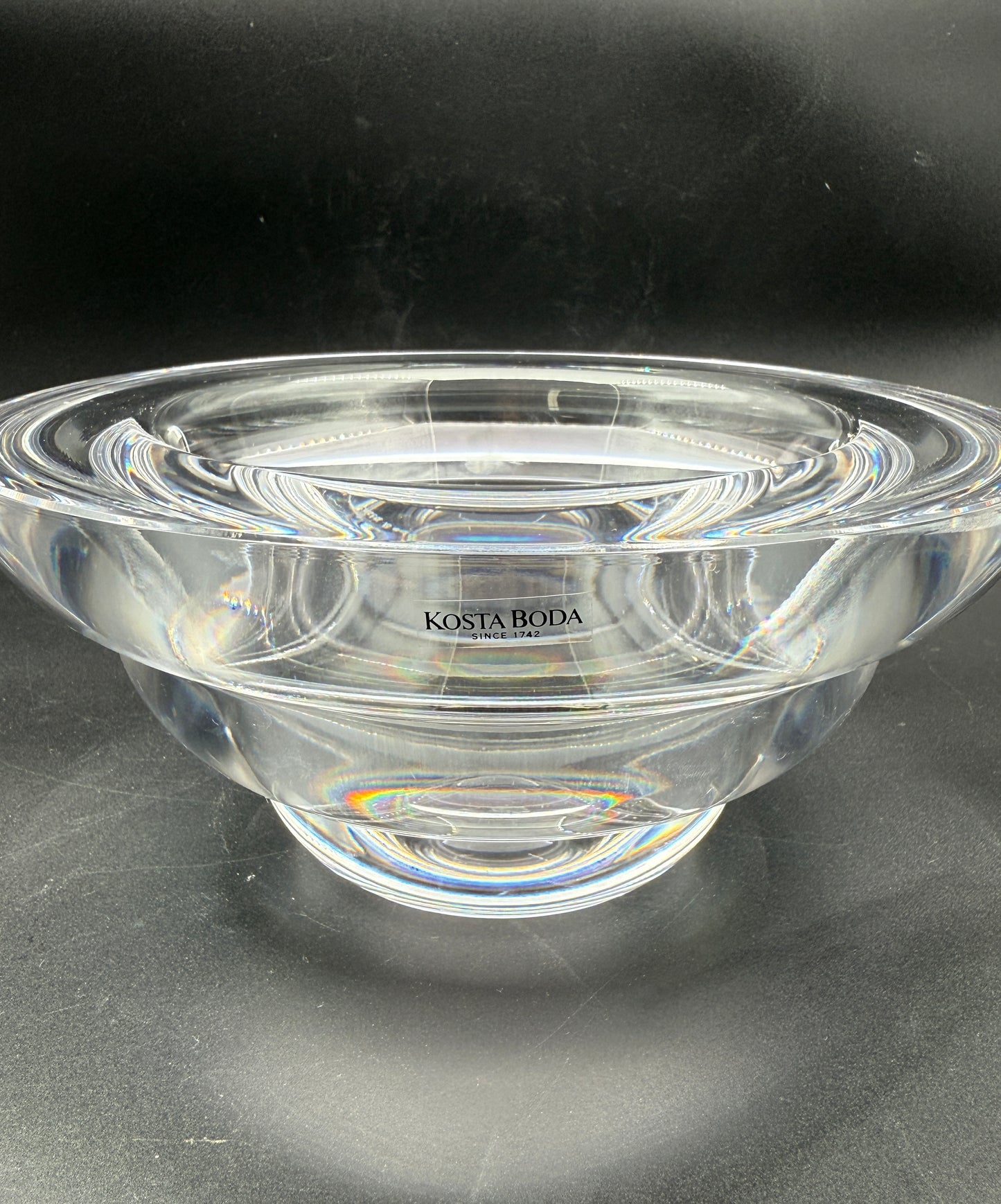 Kosta Boda “Contrast” Thick Crystal Bowl by Anna Ehrner – Signed Round