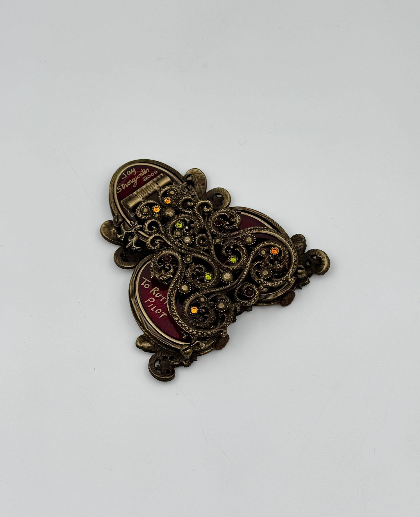 Jay Strongwater Triple Oval Frame, Copper with Purple Swarovski Stones