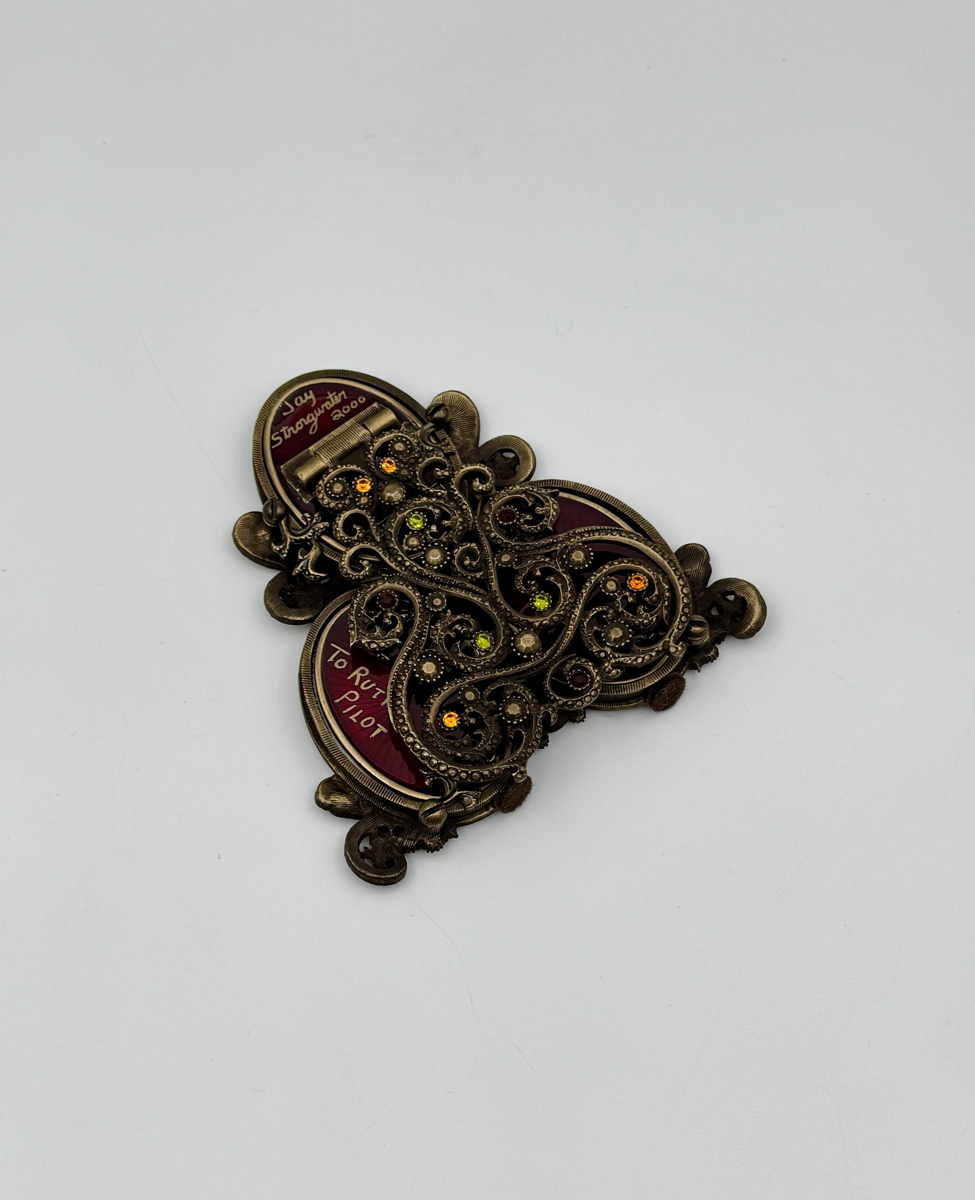 Jay Strongwater Triple Oval Frame, Copper with Purple Swarovski Stones