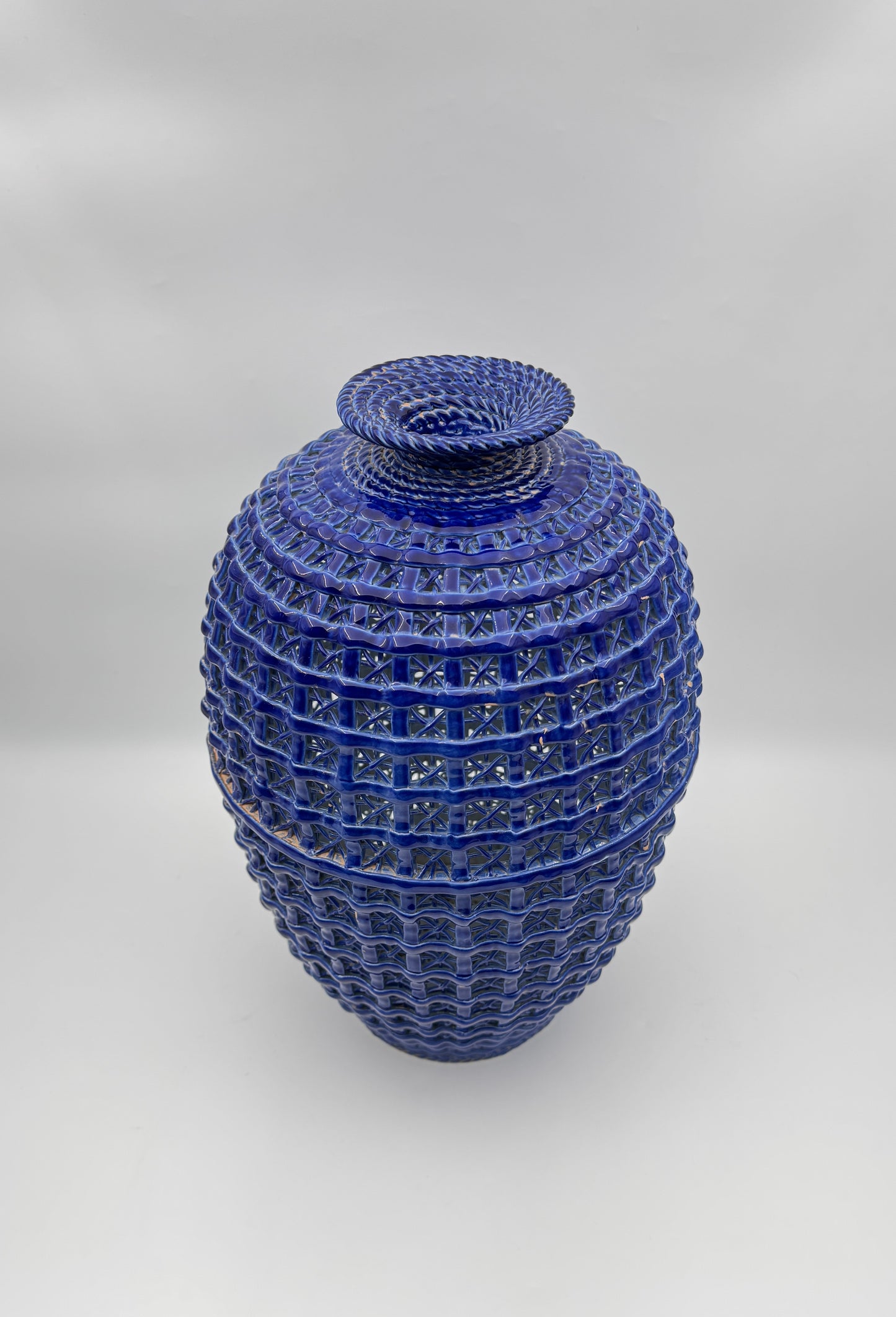 Pair of Chinese Woven Porcelain Vases with Silk Boxes