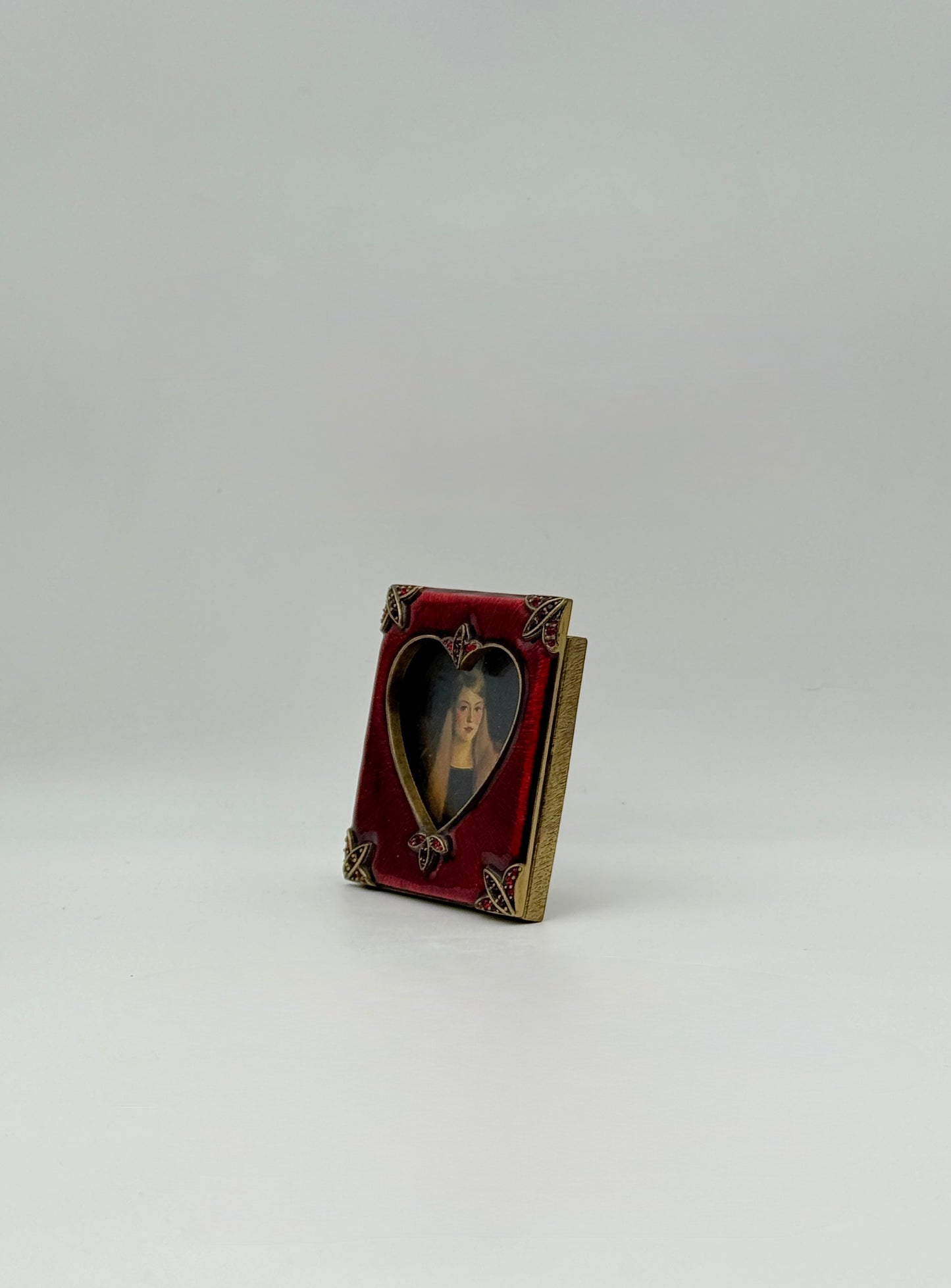 Jay Strongwater Red Enamel Heart Frame with Swarovski Crystals Signed