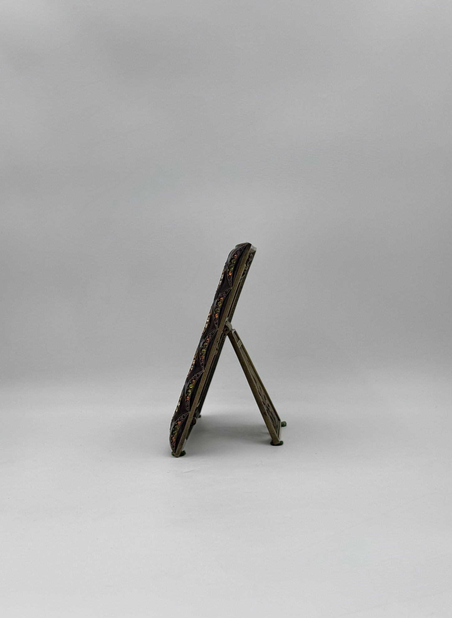 Jay Strongwater Square Frame Brown Enamel with Gold Swarovski Crystals