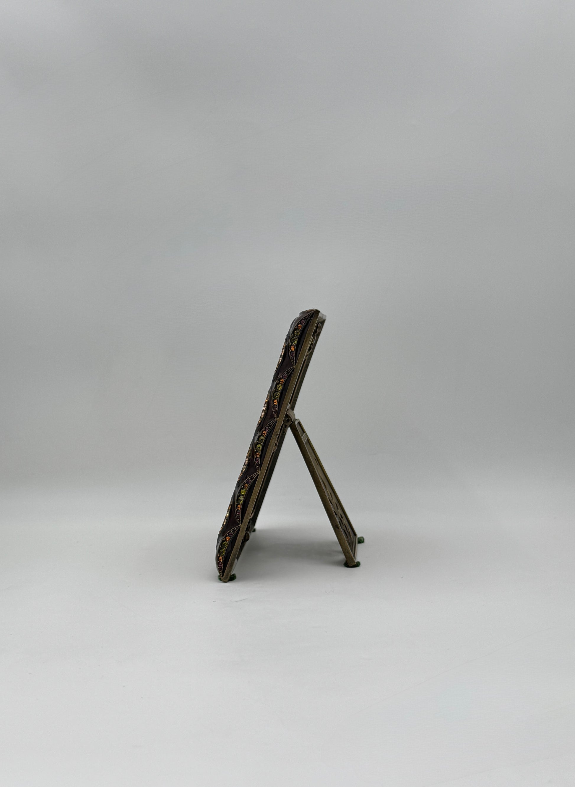 Jay Strongwater Square Frame Brown Enamel with Gold Swarovski Crystals