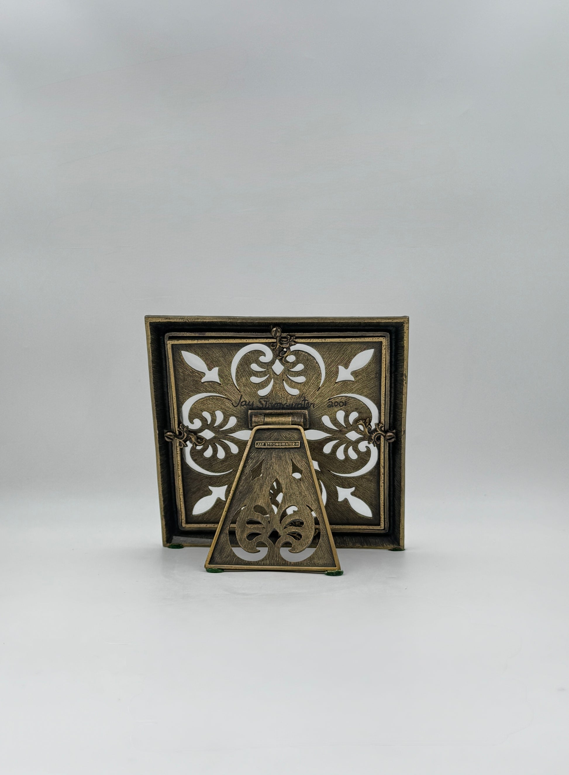 Jay Strongwater Square Frame Brown Enamel with Gold Swarovski Crystals