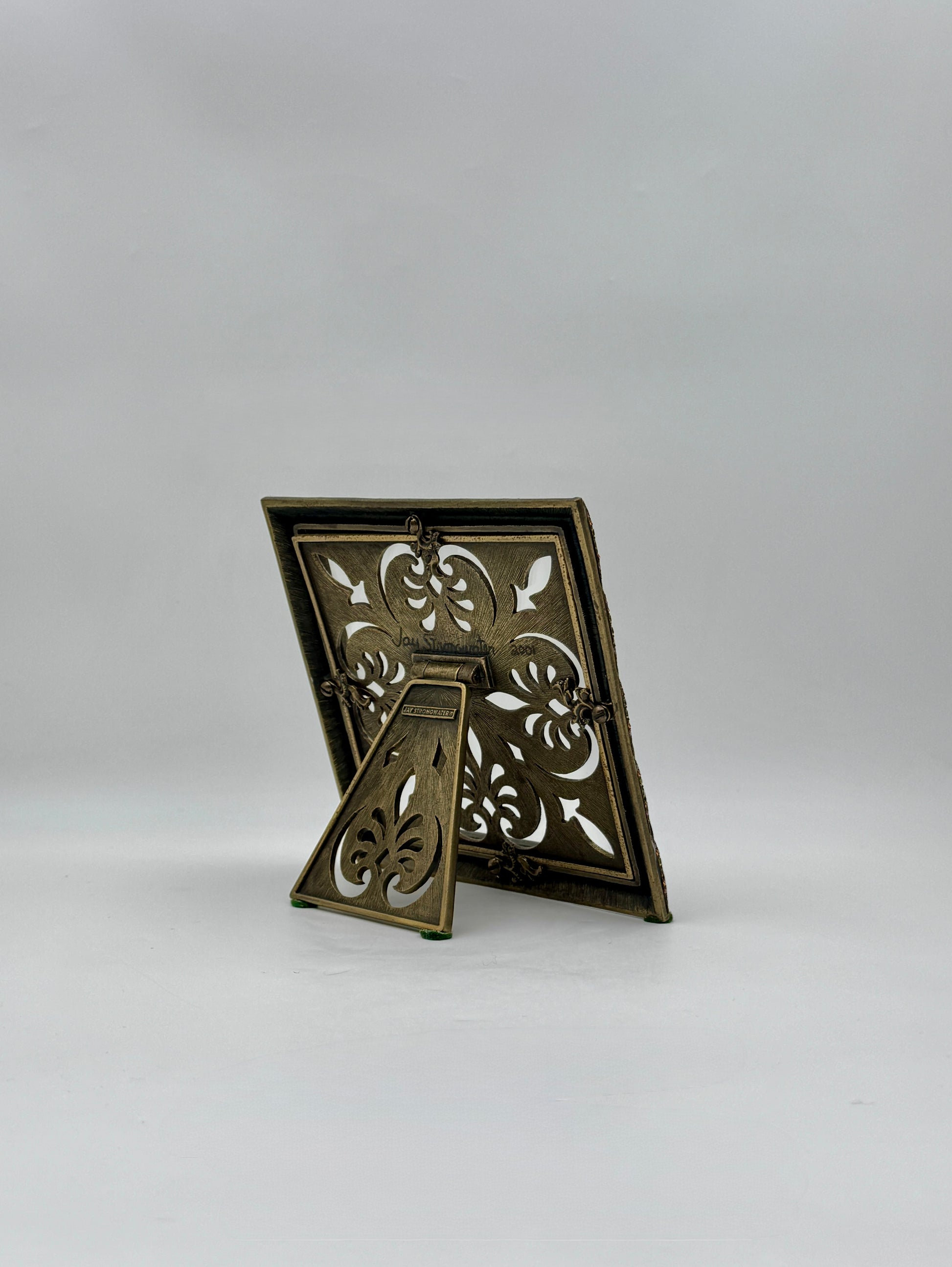 Jay Strongwater Square Frame Brown Enamel with Gold Swarovski Crystals