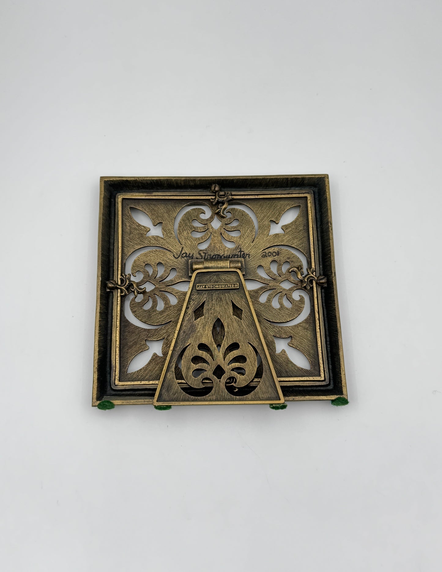 Jay Strongwater Square Frame Brown Enamel with Gold Swarovski Crystals