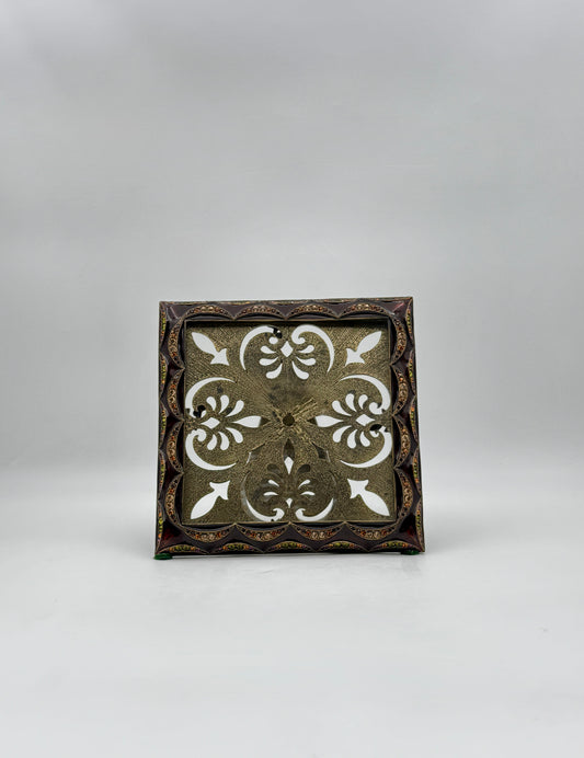 Jay Strongwater Square Frame Brown Enamel with Gold Swarovski Crystals