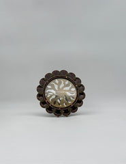 Jay Strongwater Round Scalloped Frame, Burgundy Enamel with Green Swarovski Stones