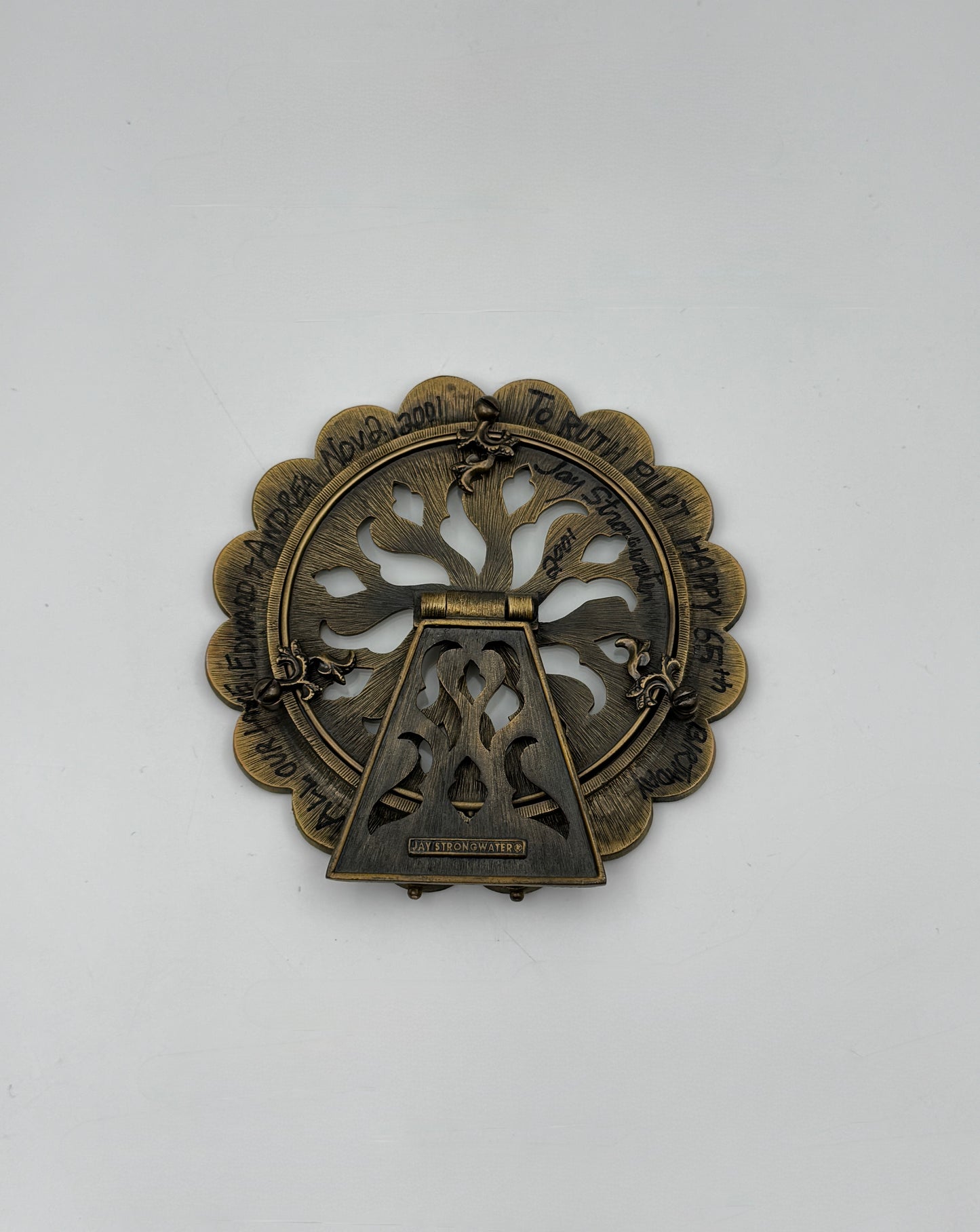 Jay Strongwater Scalloped Round Frame Burgundy Enamel Green Swarovski