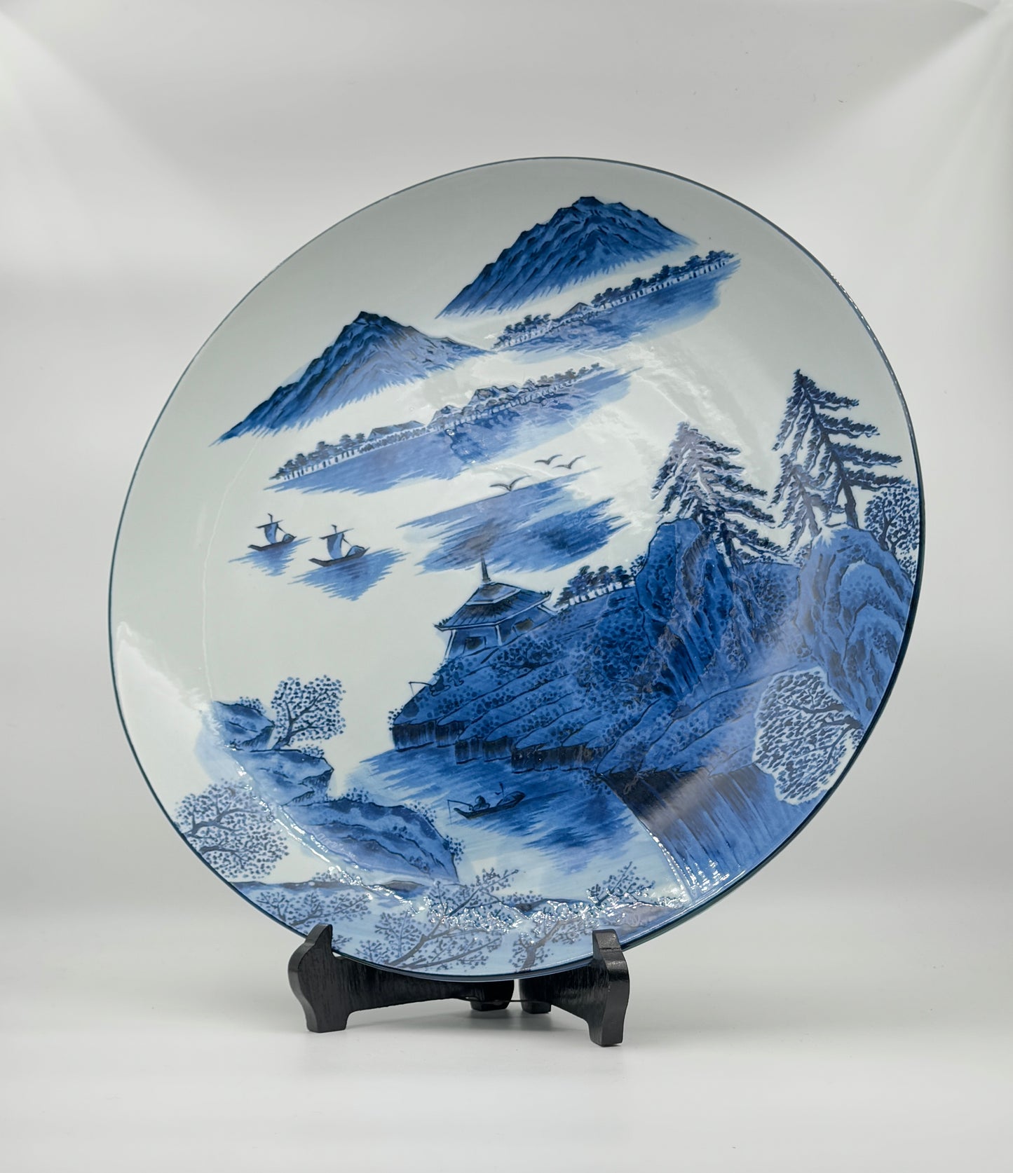 Large Japanese Blue and White Porcelain Charger