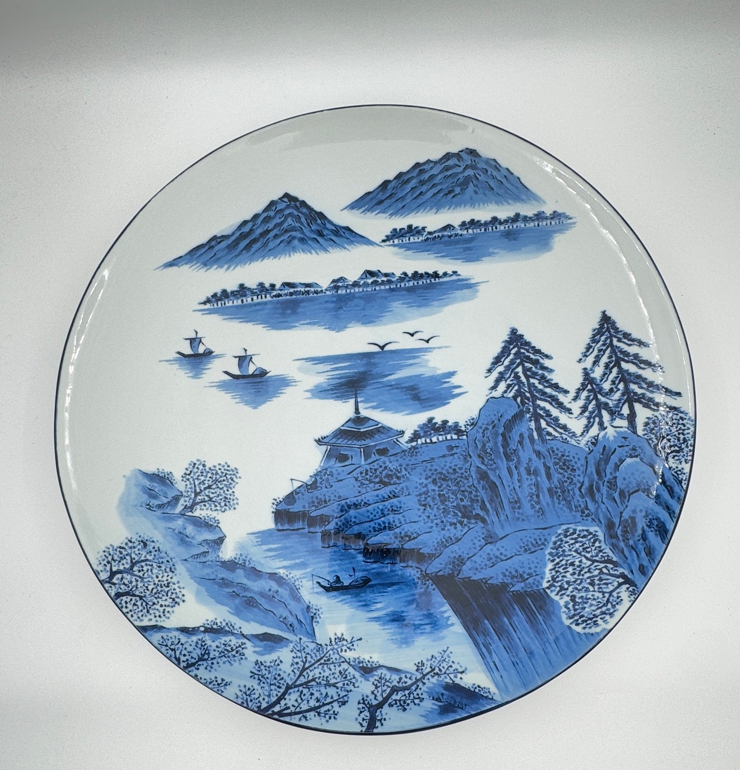 Large Japanese Blue and White Porcelain Charger