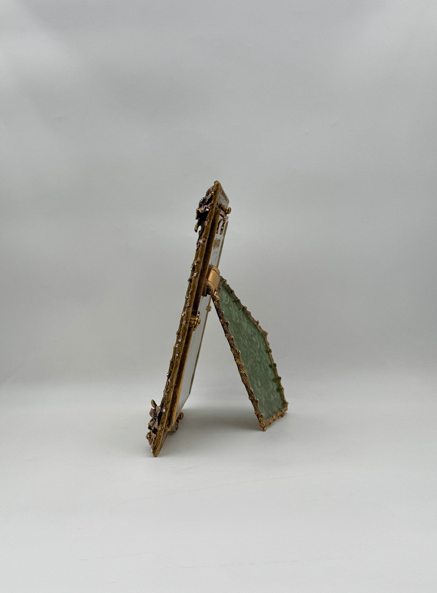 Elegant Jay Strongwater Green & Pale Pink Enamel Floral Picture Frame