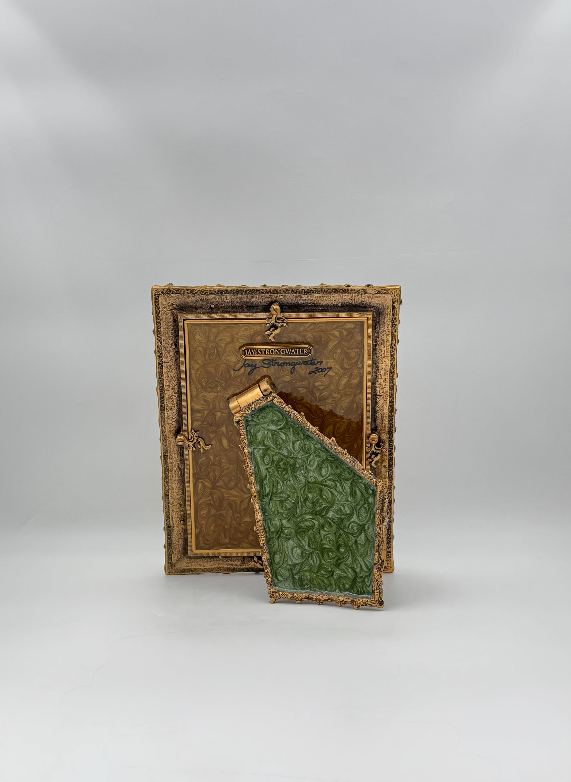 Elegant Jay Strongwater Green & Pale Pink Enamel Floral Picture Frame