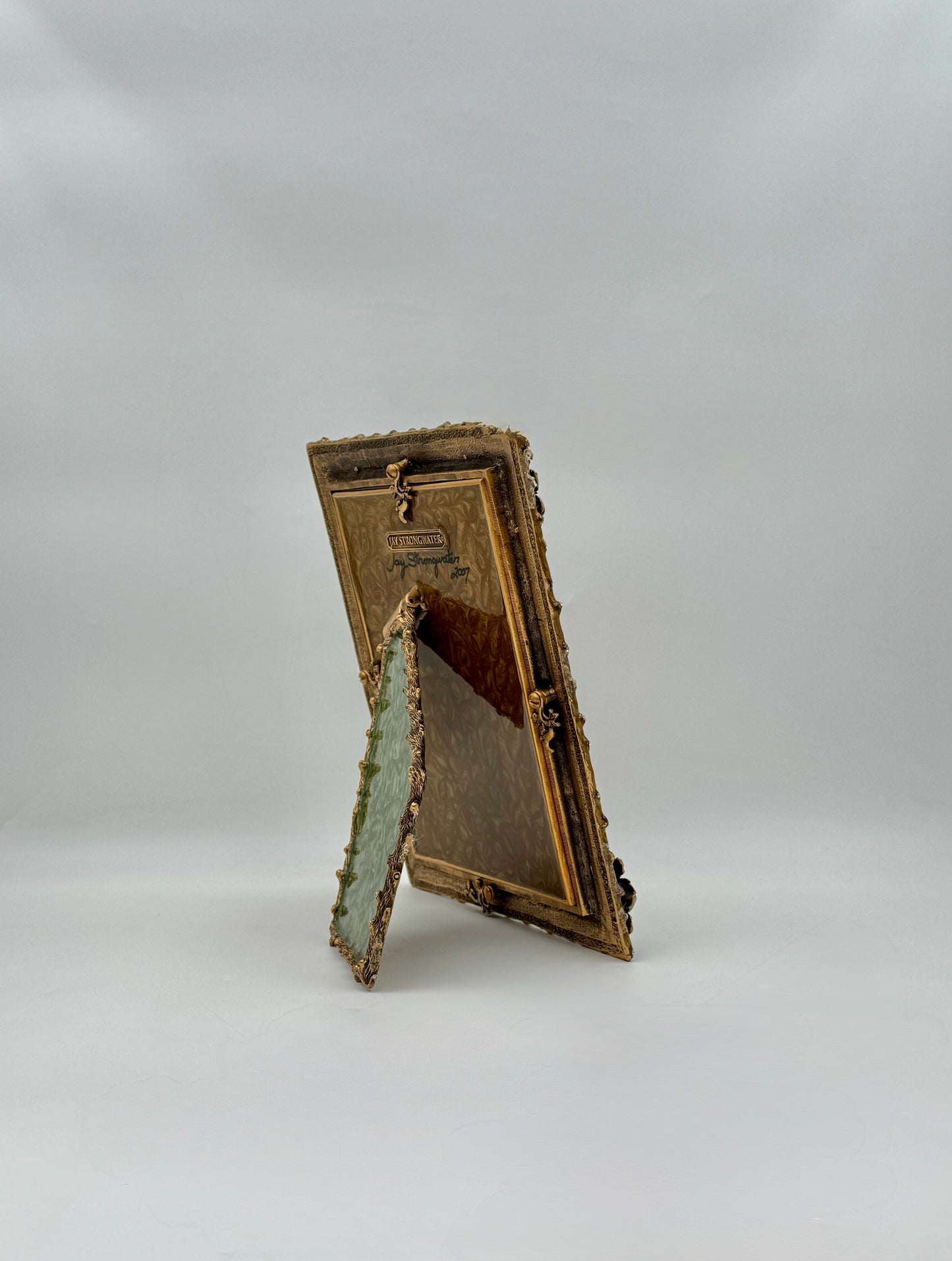 Elegant Jay Strongwater Green & Pale Pink Enamel Floral Picture Frame