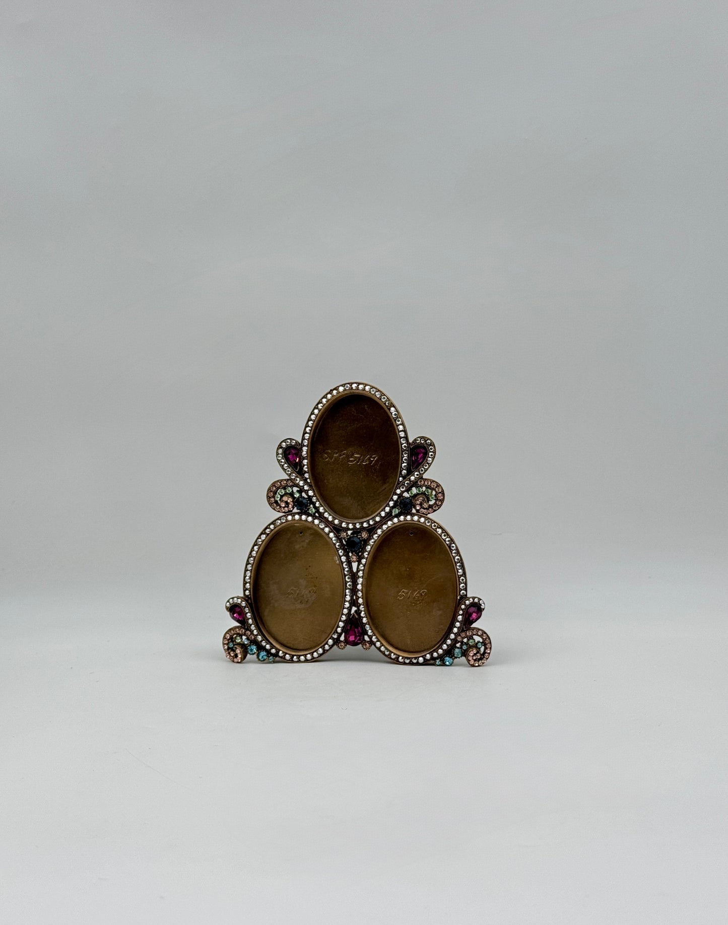 Jay Strongwater Triple Oval Frame with Multicolor Swarovski Crystals