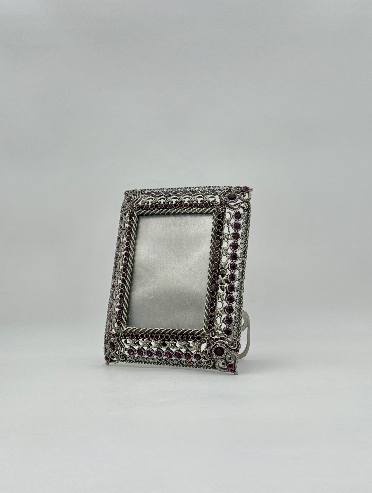 Jay Strongwater Rectangular Frame, Silver w/ Garnet Swarovski Crystals