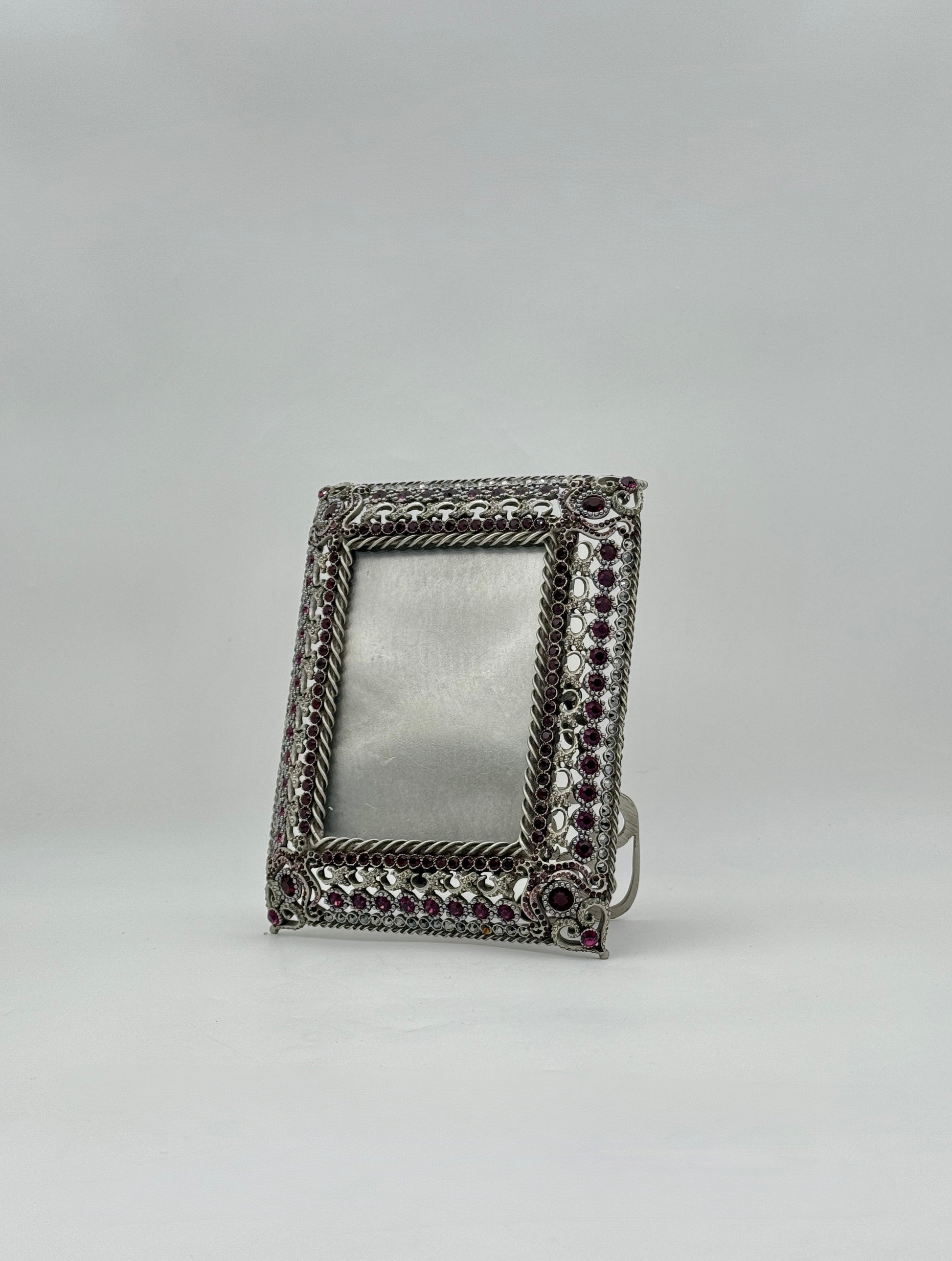 Jay Strongwater Rectangular Frame, Silver w/ Garnet Swarovski Crystals