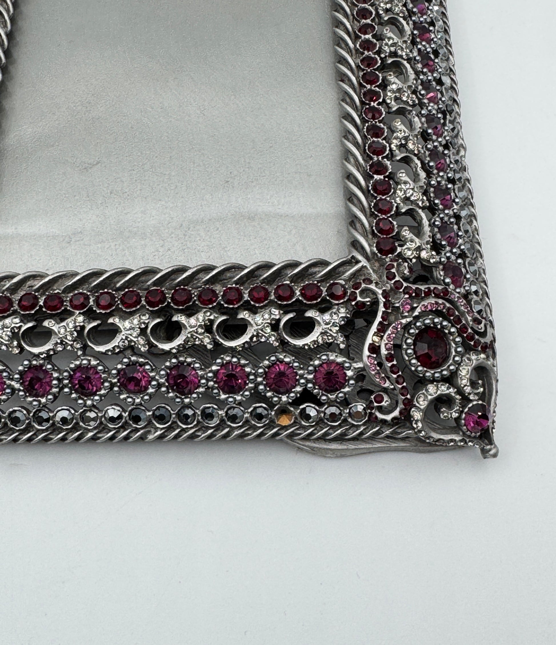 Jay Strongwater Rectangular Frame, Silver w/ Garnet Swarovski Crystals