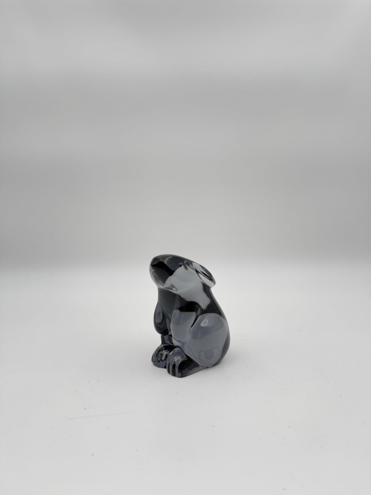 Baccarat France Crystal Black Bunny Rabbit Paperweight – Elegant Collectible Figurine