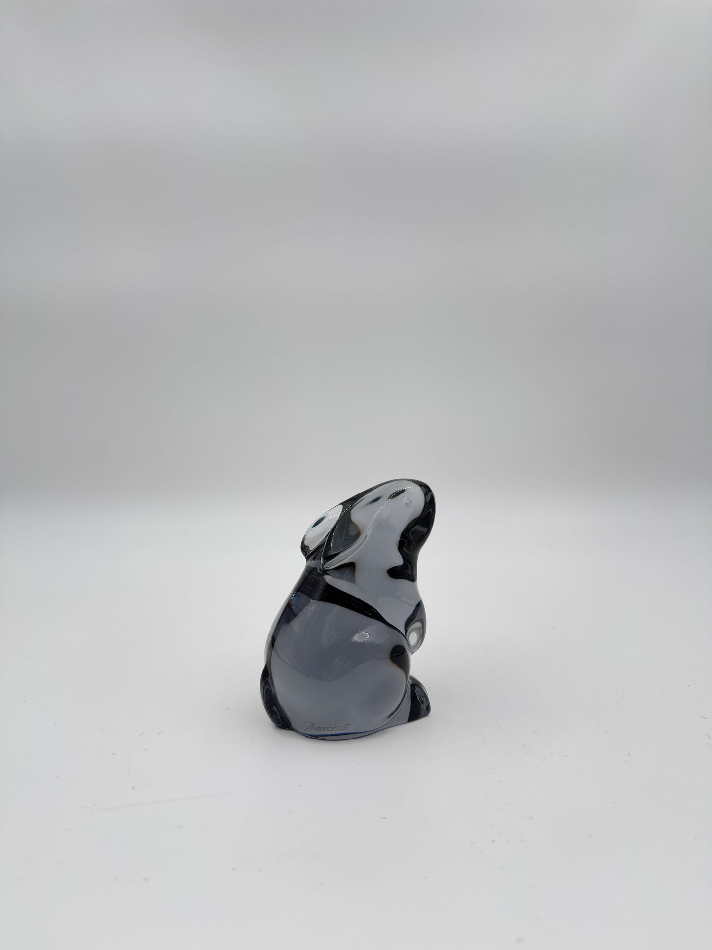 Baccarat France Crystal Black Bunny Rabbit Paperweight – Elegant Collectible Figurine