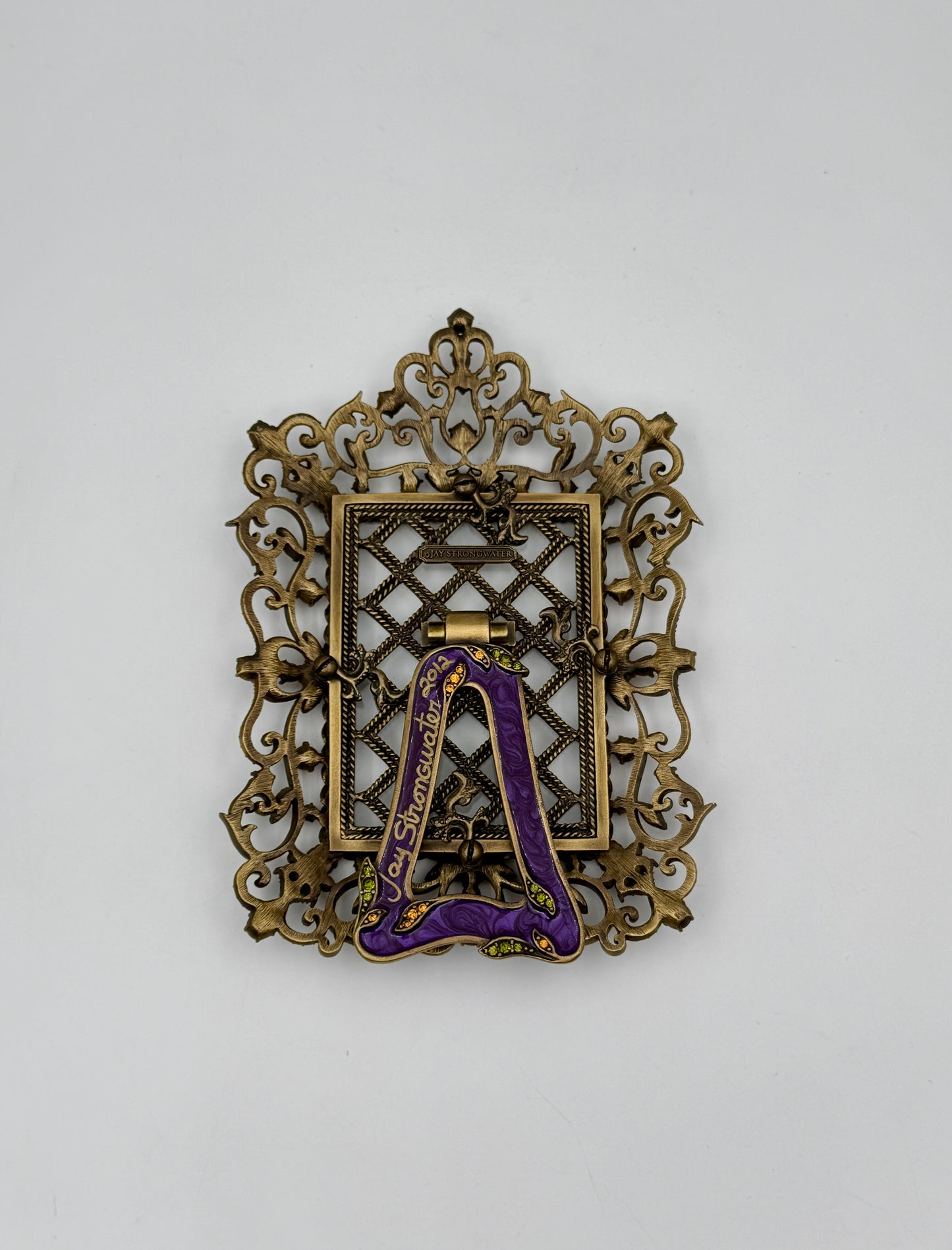 Jay Strongwater Scrollwork Frame Gold w/ Multicolor Swarovski Crystals