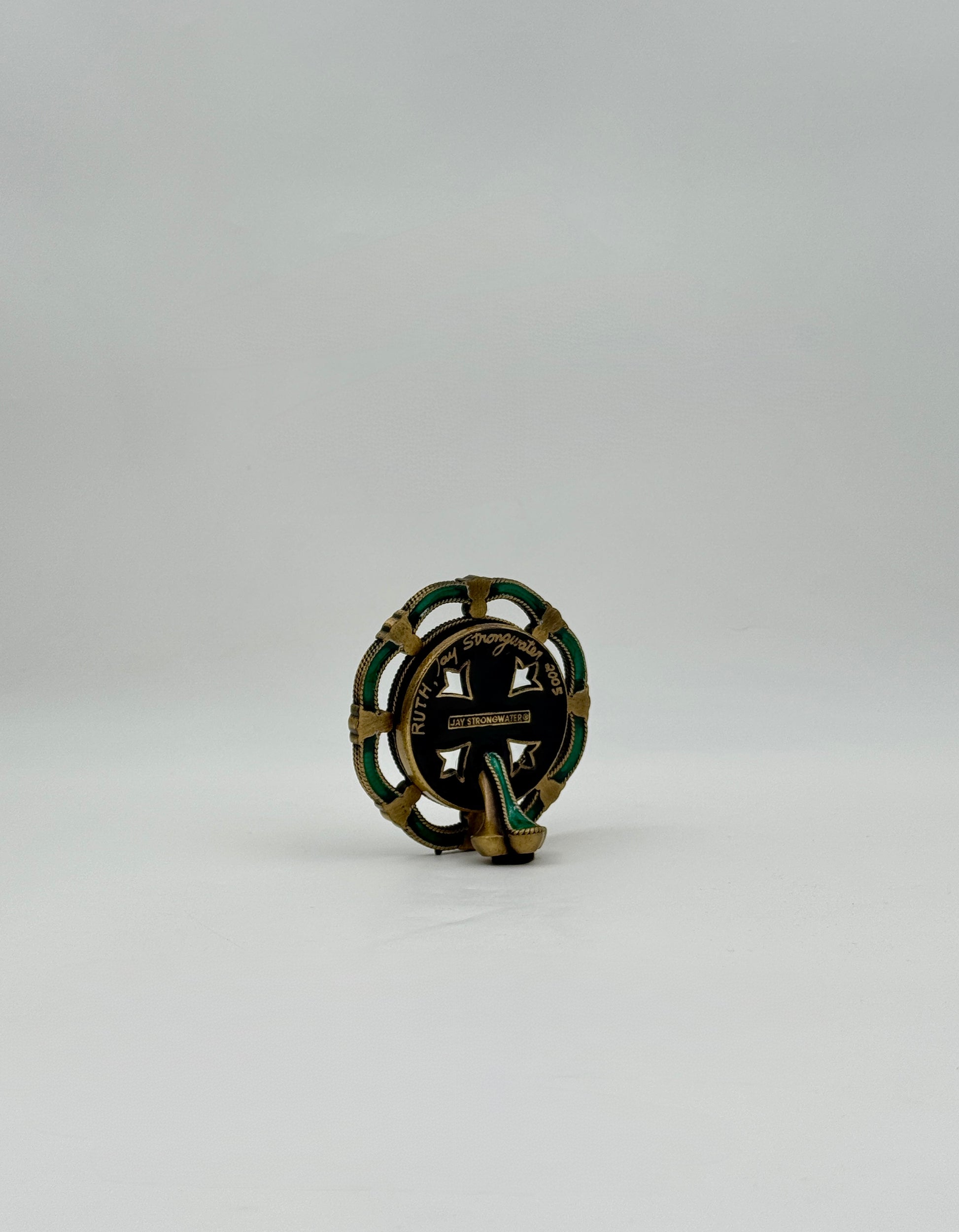 Jay Strongwater Green Round Frame w/ Green & Clear Swarovski Crystals