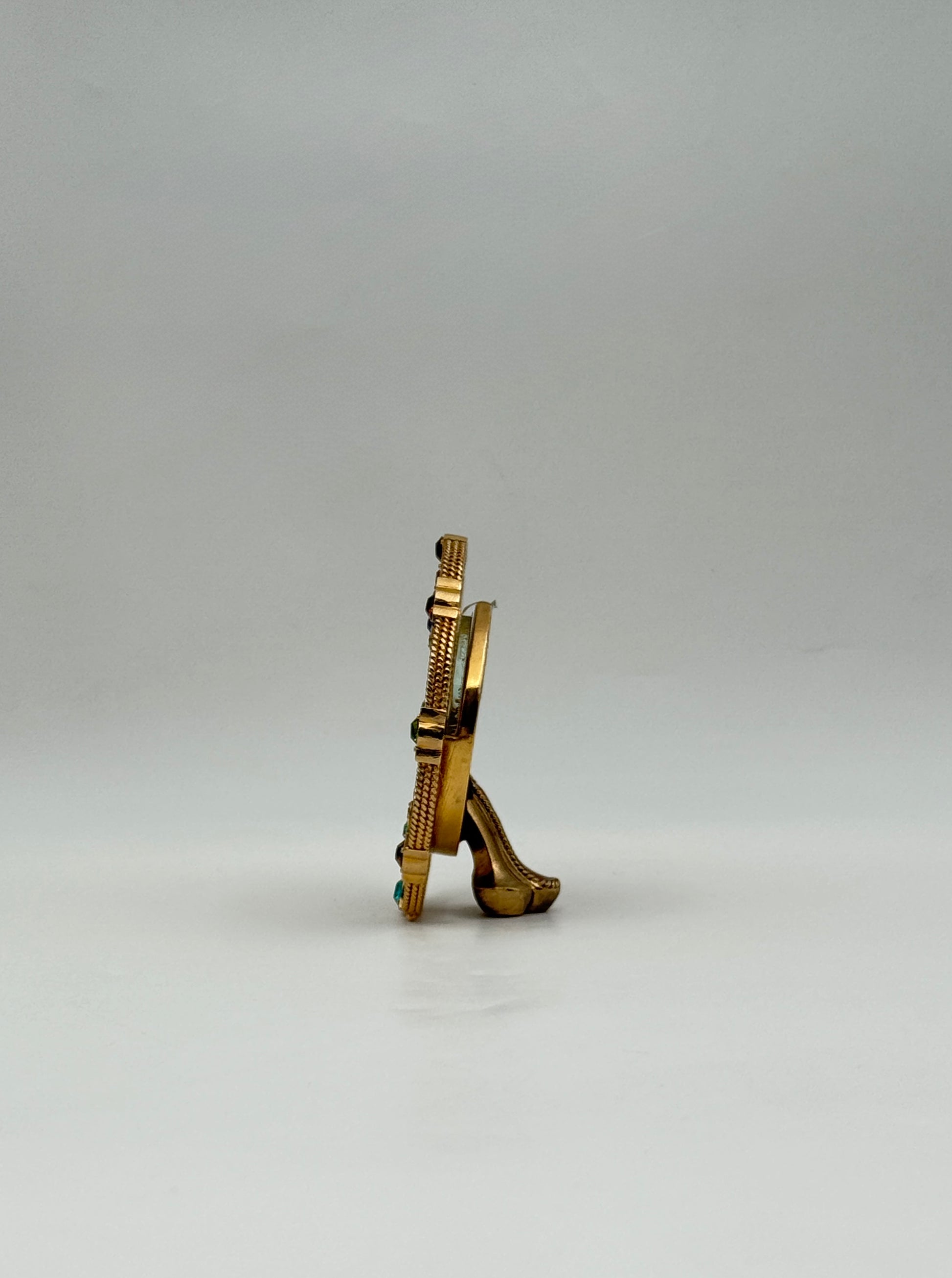 Jay Strongwater Round Mini Frame Multicolor Swarovski Crystals