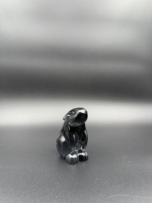 Baccarat France Crystal Black Bunny Rabbit Paperweight – Elegant Collectible Figurine