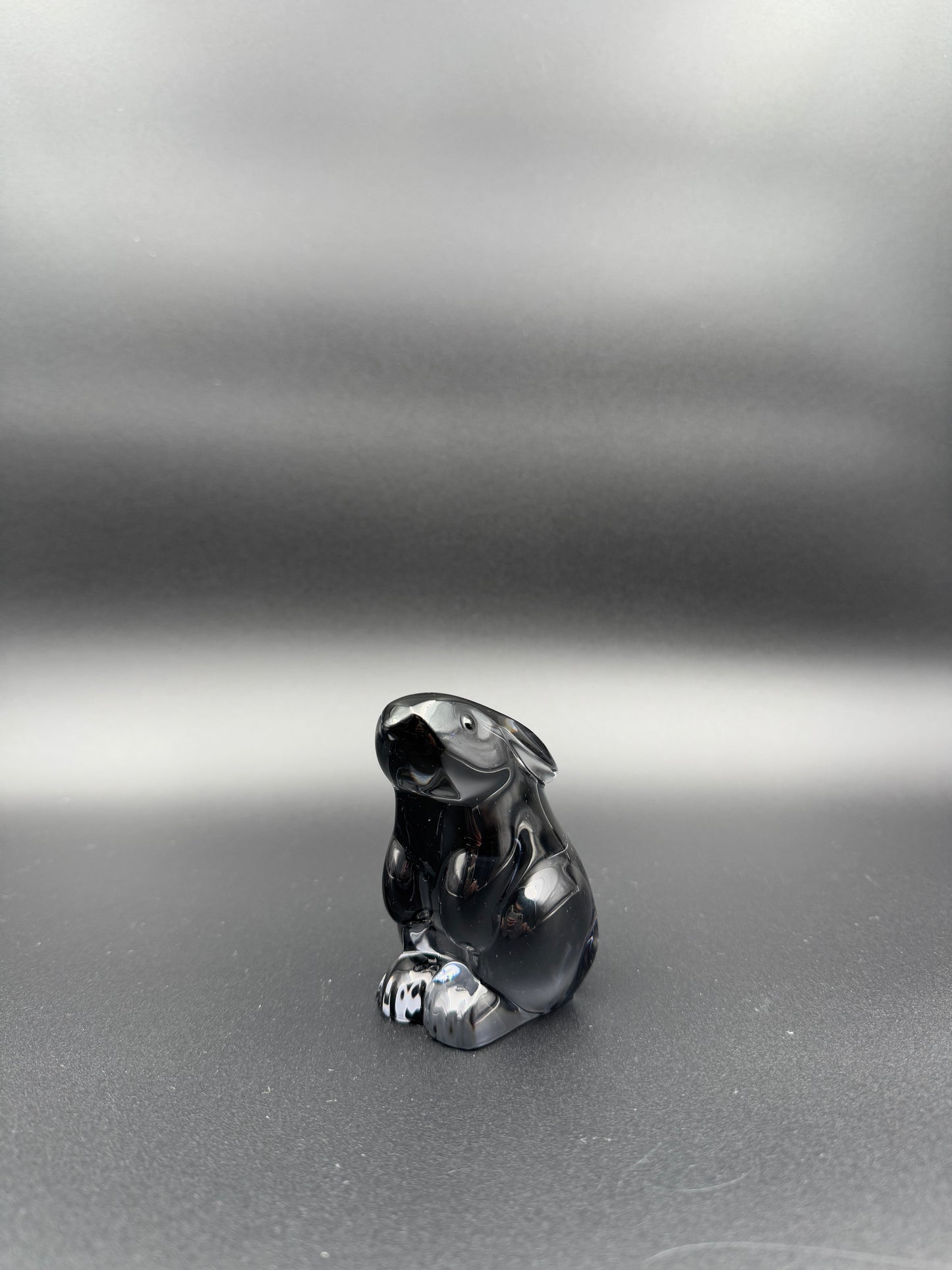 Baccarat France Crystal Black Bunny Rabbit Paperweight – Elegant Collectible Figurine