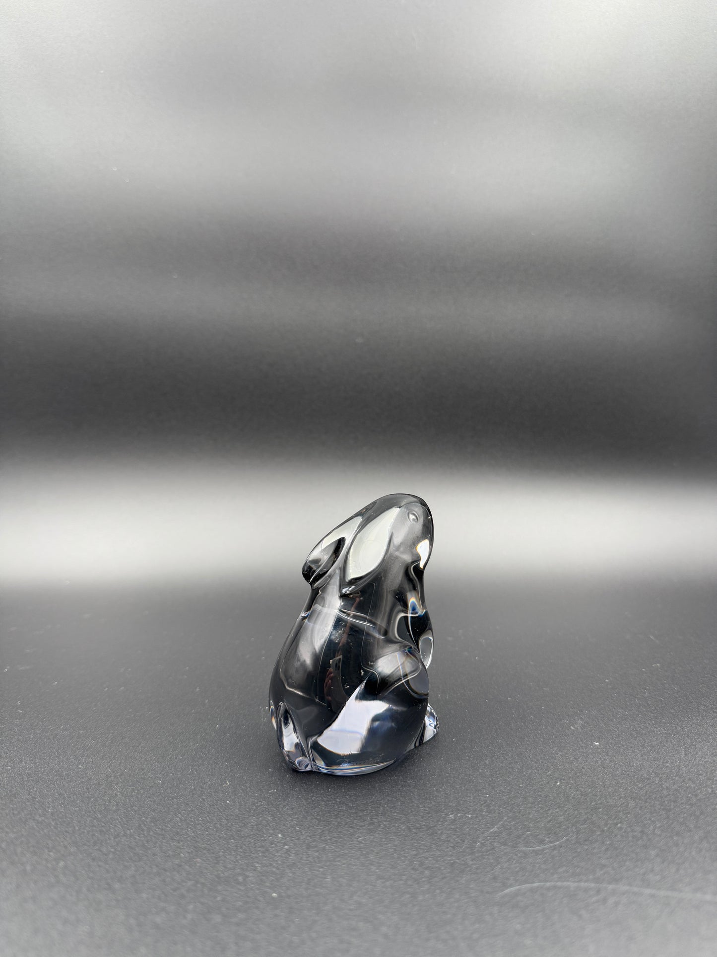 Baccarat France Crystal Black Bunny Rabbit Paperweight – Elegant Collectible Figurine