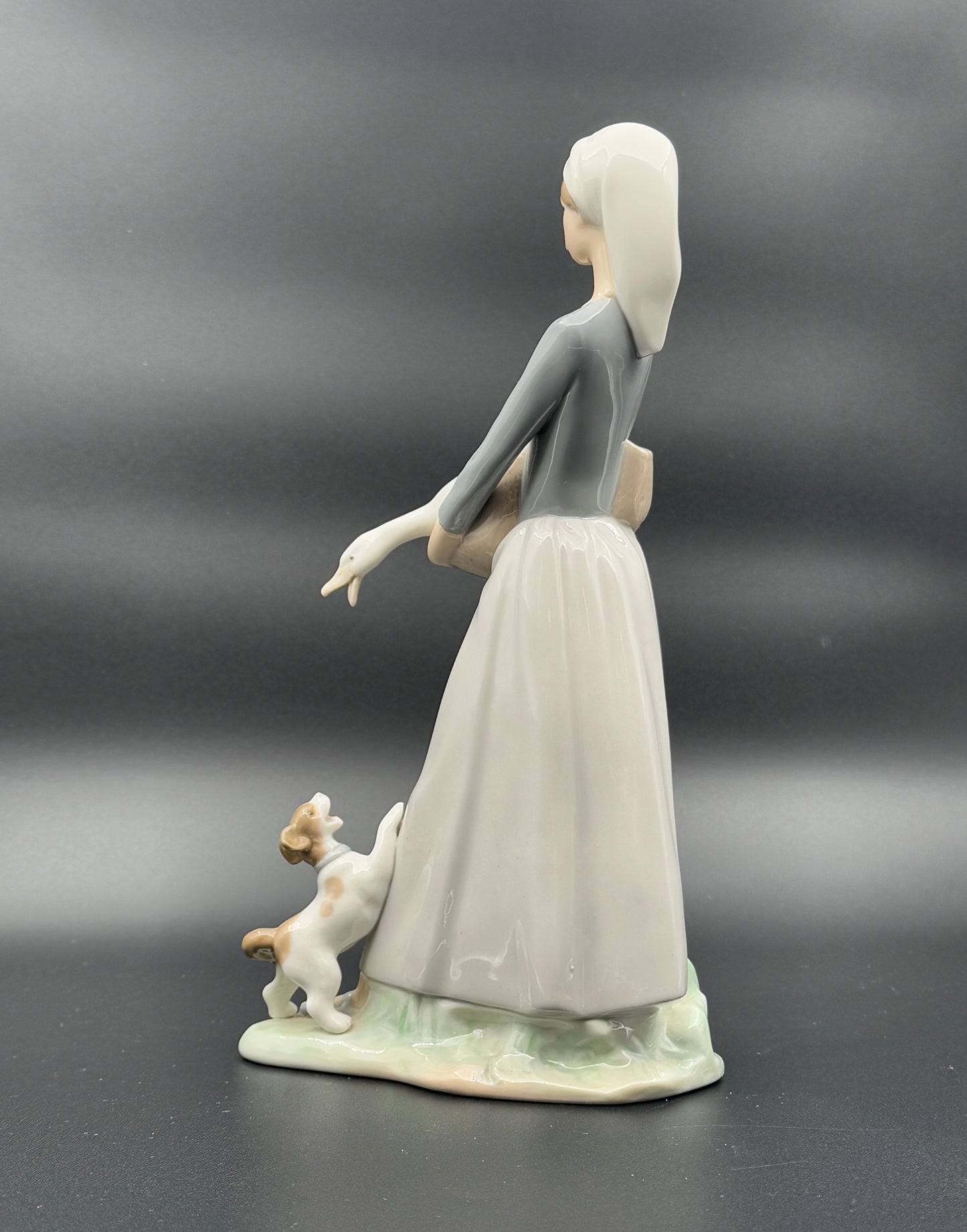 Lladro Porcelain Figurine – Girl with Goose & Dog - Vintage Spanish Collectible