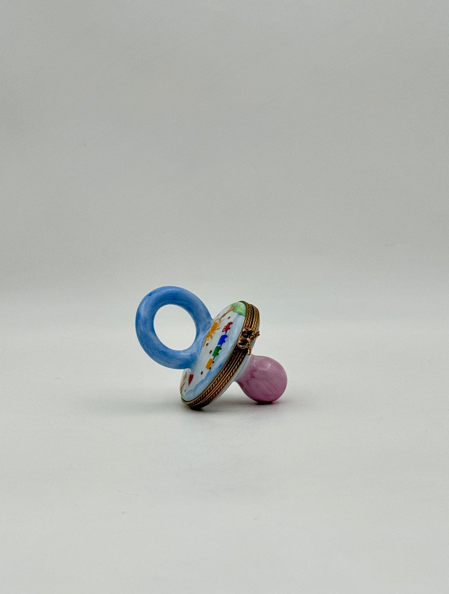 Limoges France Baby Pacifier Trinket Box – Hand-Painted Porcelain