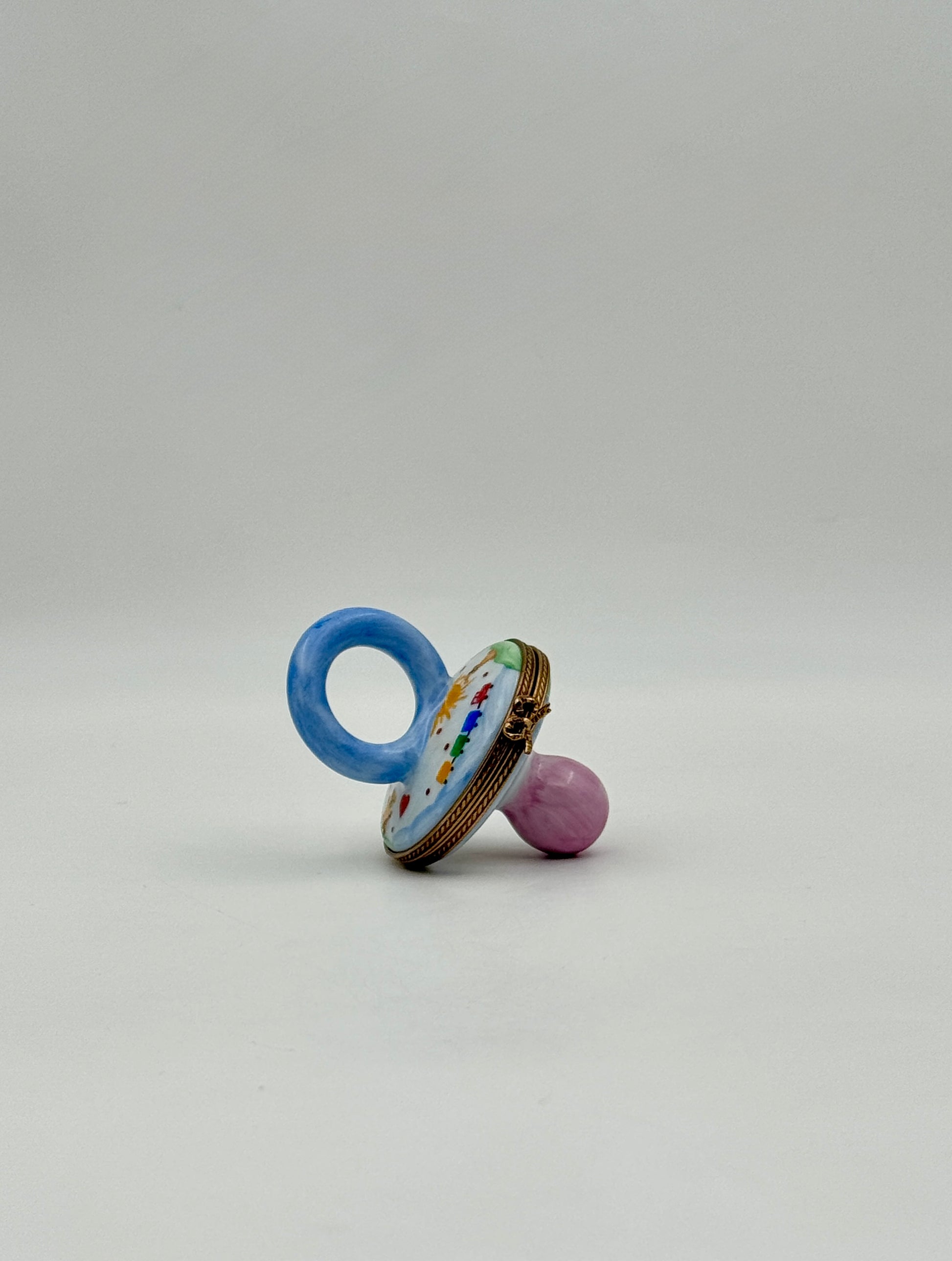 Limoges France Baby Pacifier Trinket Box – Hand-Painted Porcelain