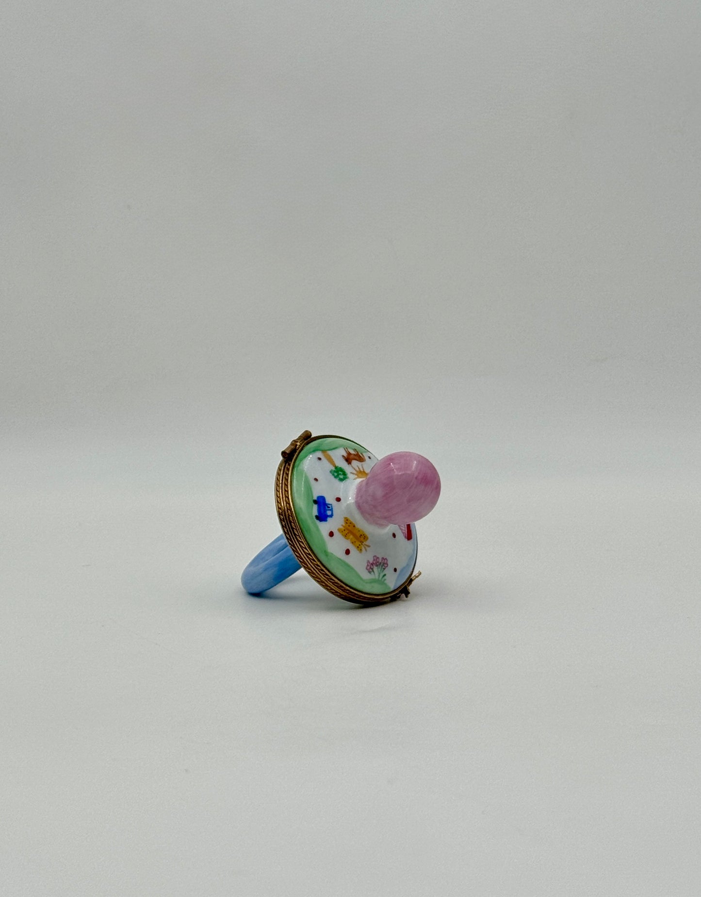 Limoges France Baby Pacifier Trinket Box – Hand-Painted Porcelain