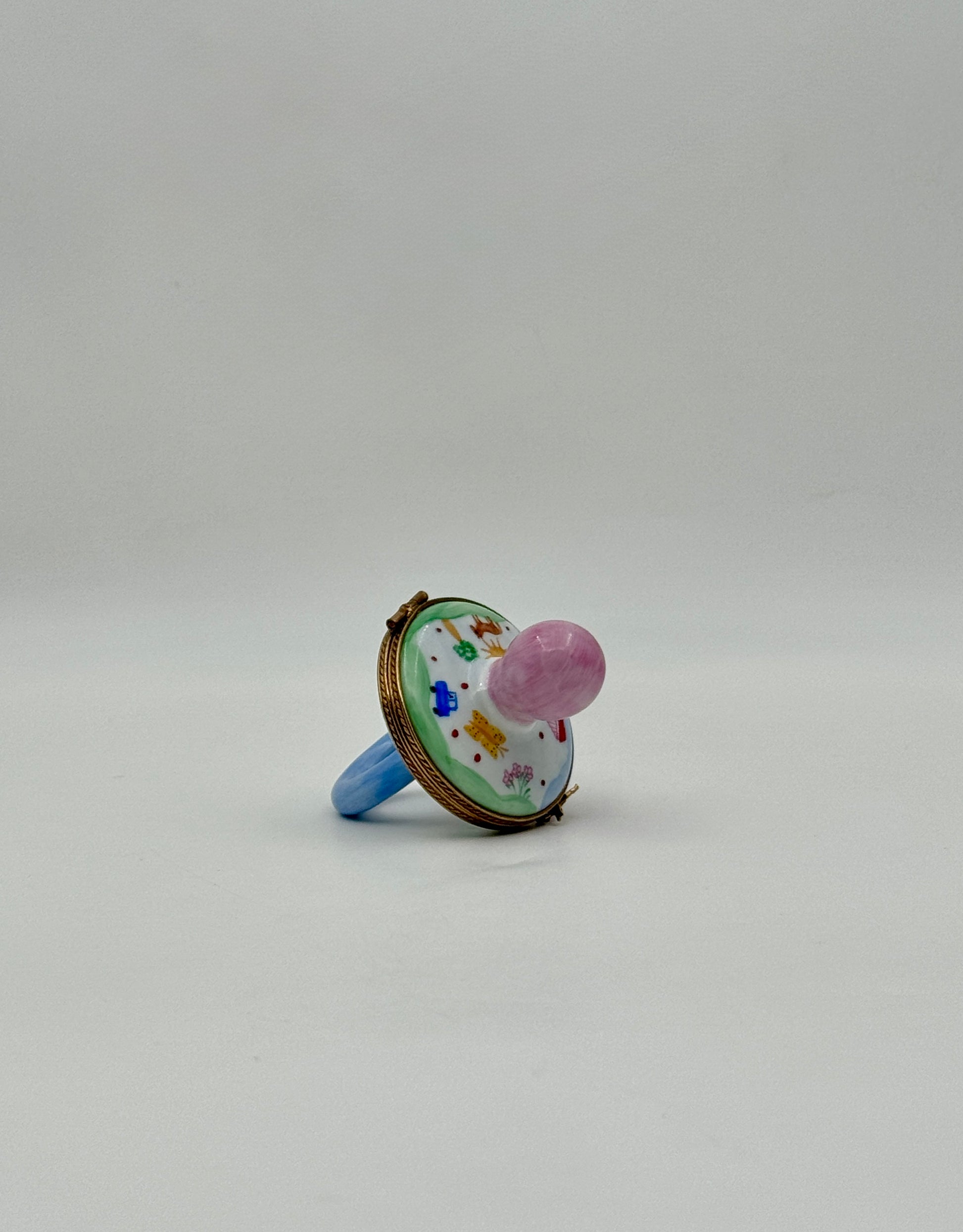 Limoges France Baby Pacifier Trinket Box – Hand-Painted Porcelain