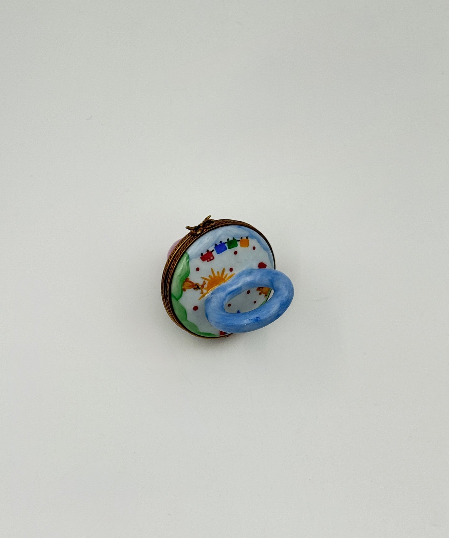 Limoges France Baby Pacifier Trinket Box – Hand-Painted Porcelain