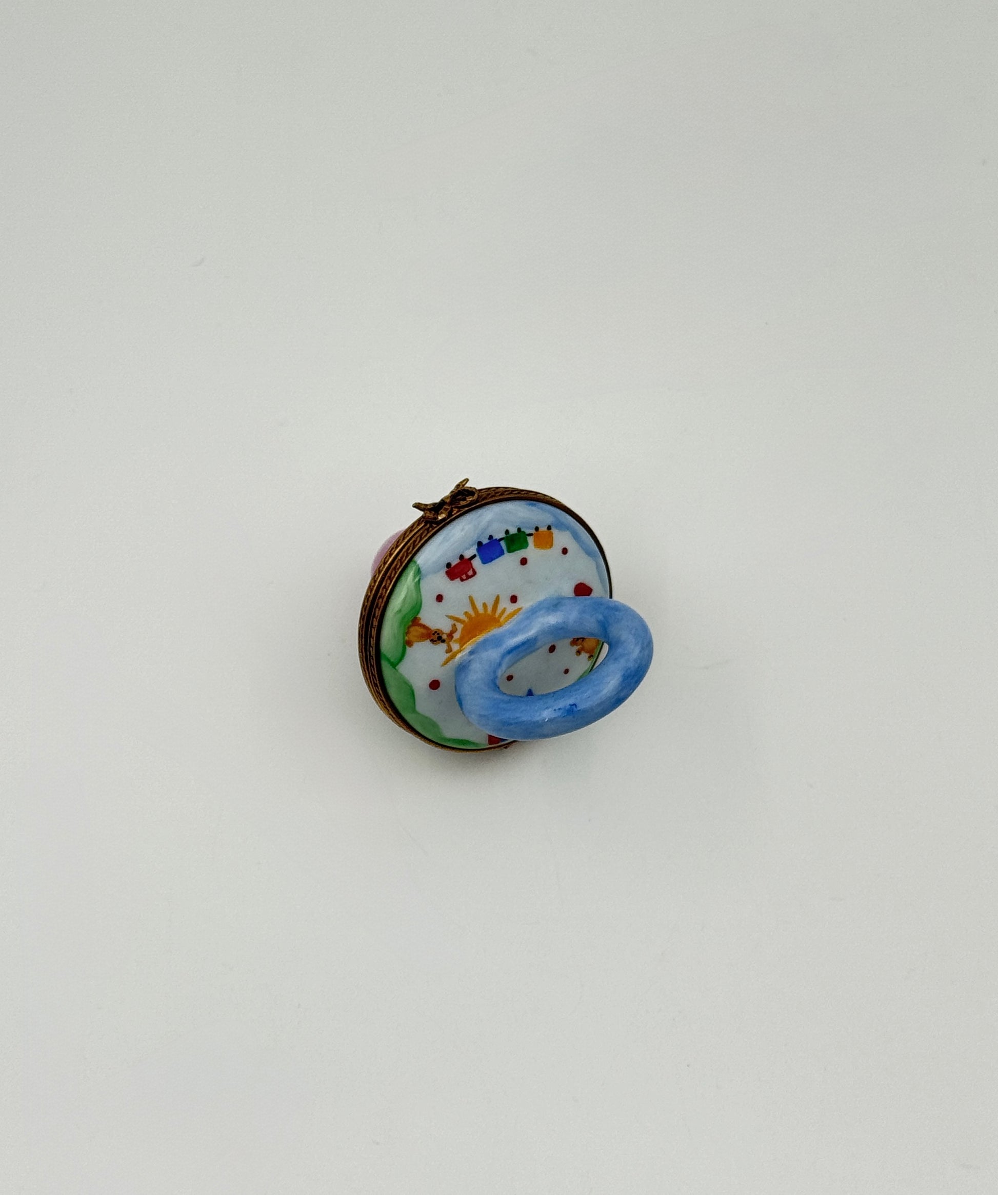 Limoges France Baby Pacifier Trinket Box – Hand-Painted Porcelain