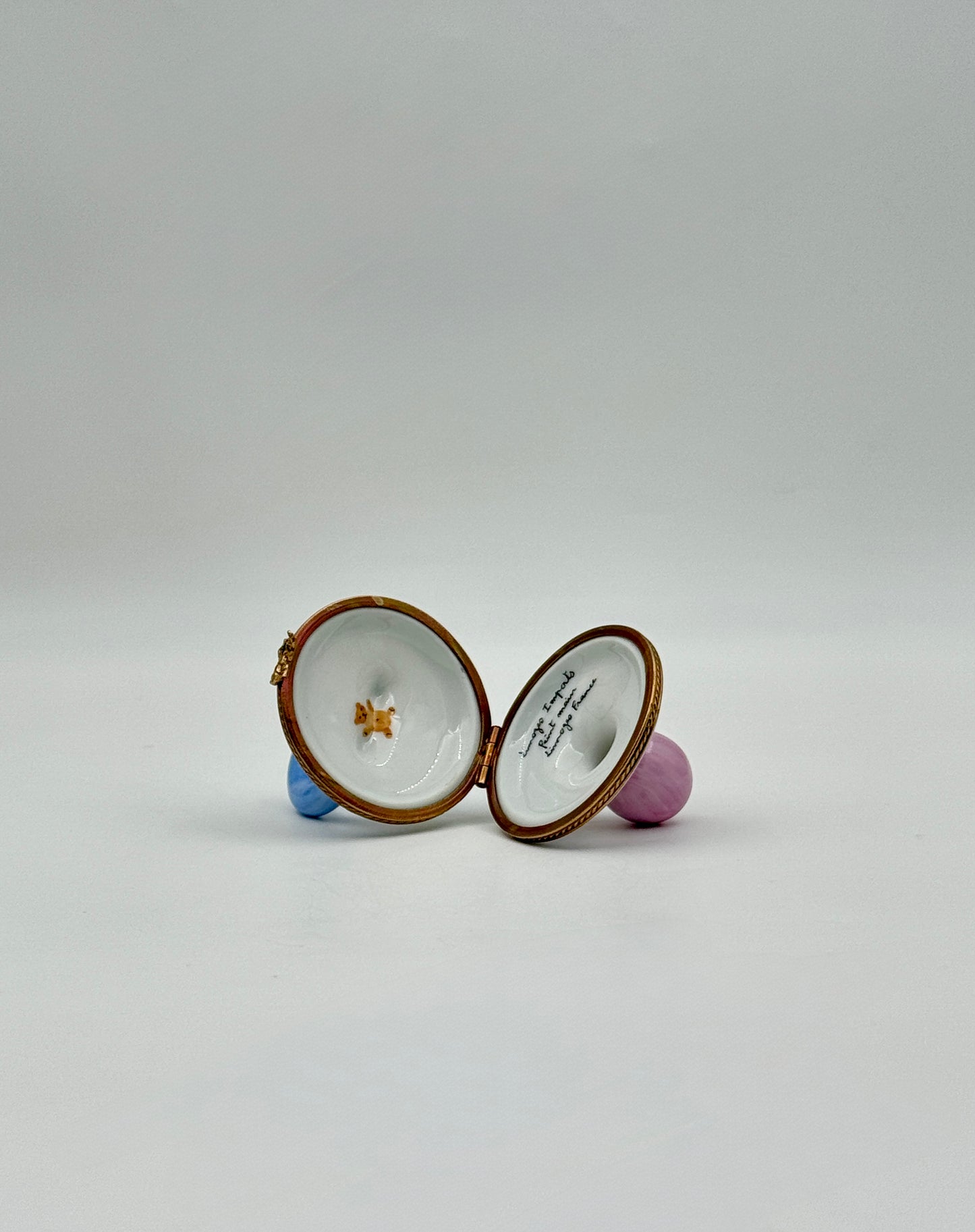 Limoges France Baby Pacifier Trinket Box – Hand-Painted Porcelain