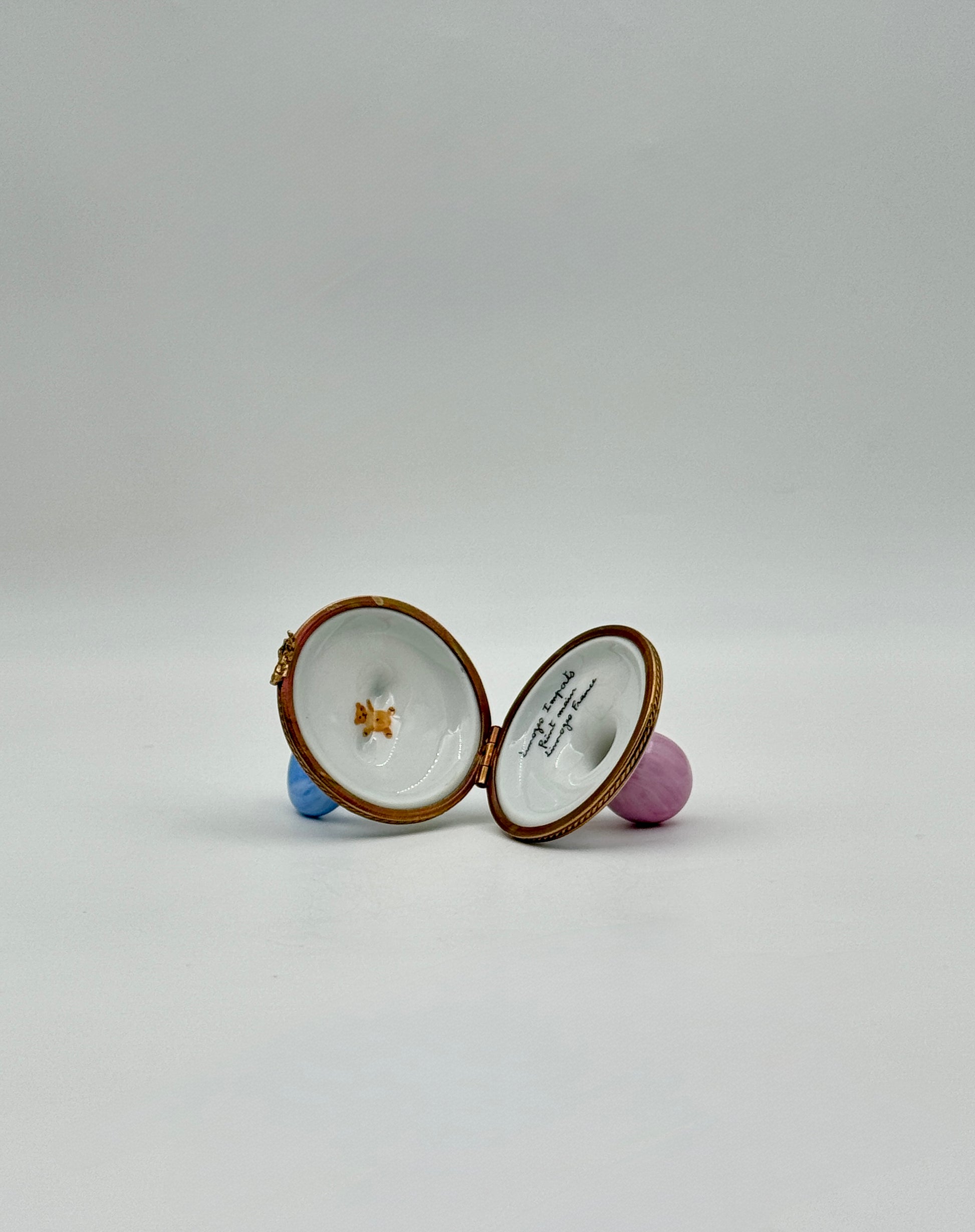 Limoges France Baby Pacifier Trinket Box – Hand-Painted Porcelain